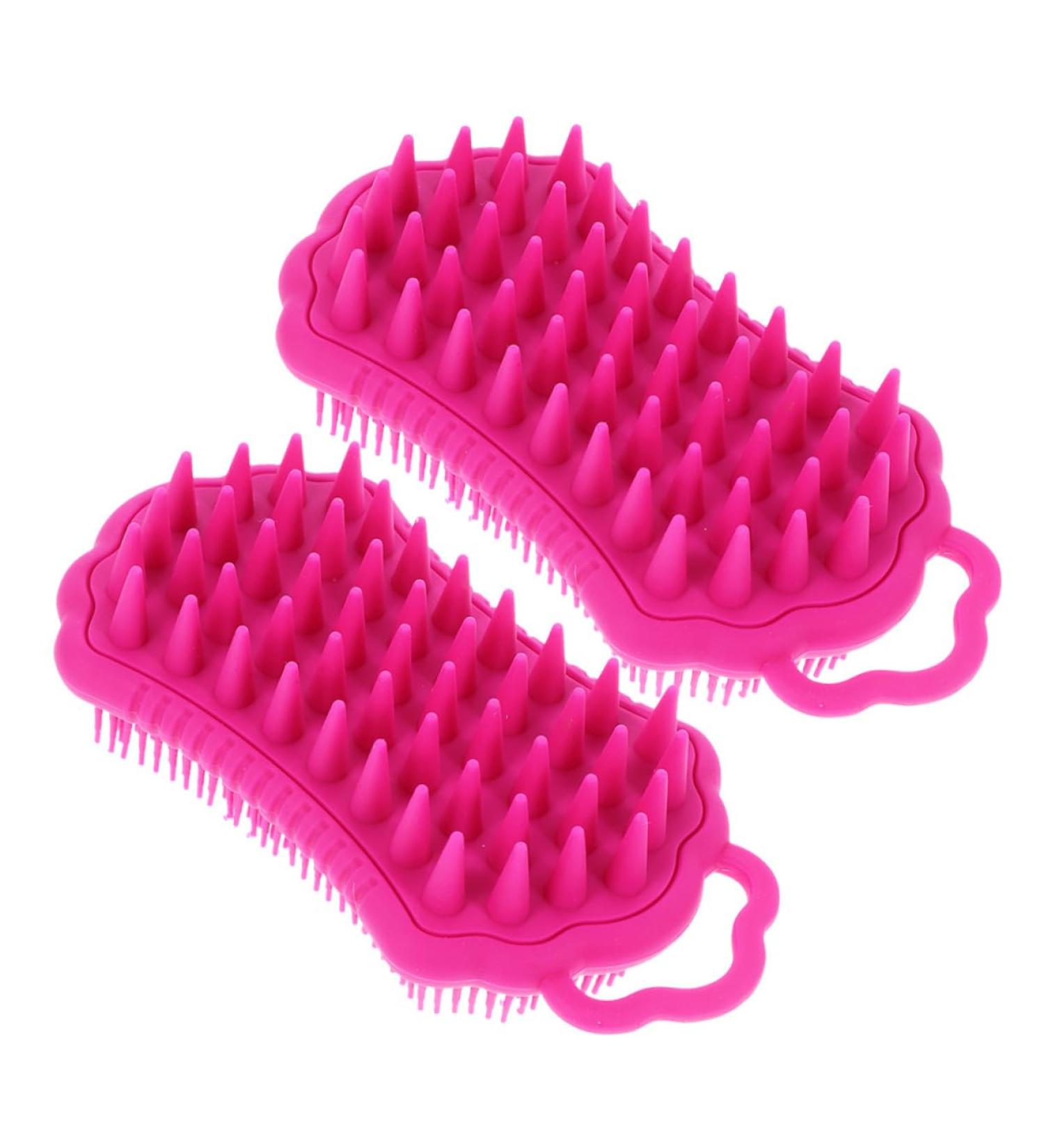 Frcolor Silicone Shower Scrubber & Hairbrush 2-Pack Scalp Meridian Massage Tool for Body & Hair Care Perfect for Bathing & Washing - Buy Online on GoSupps.com