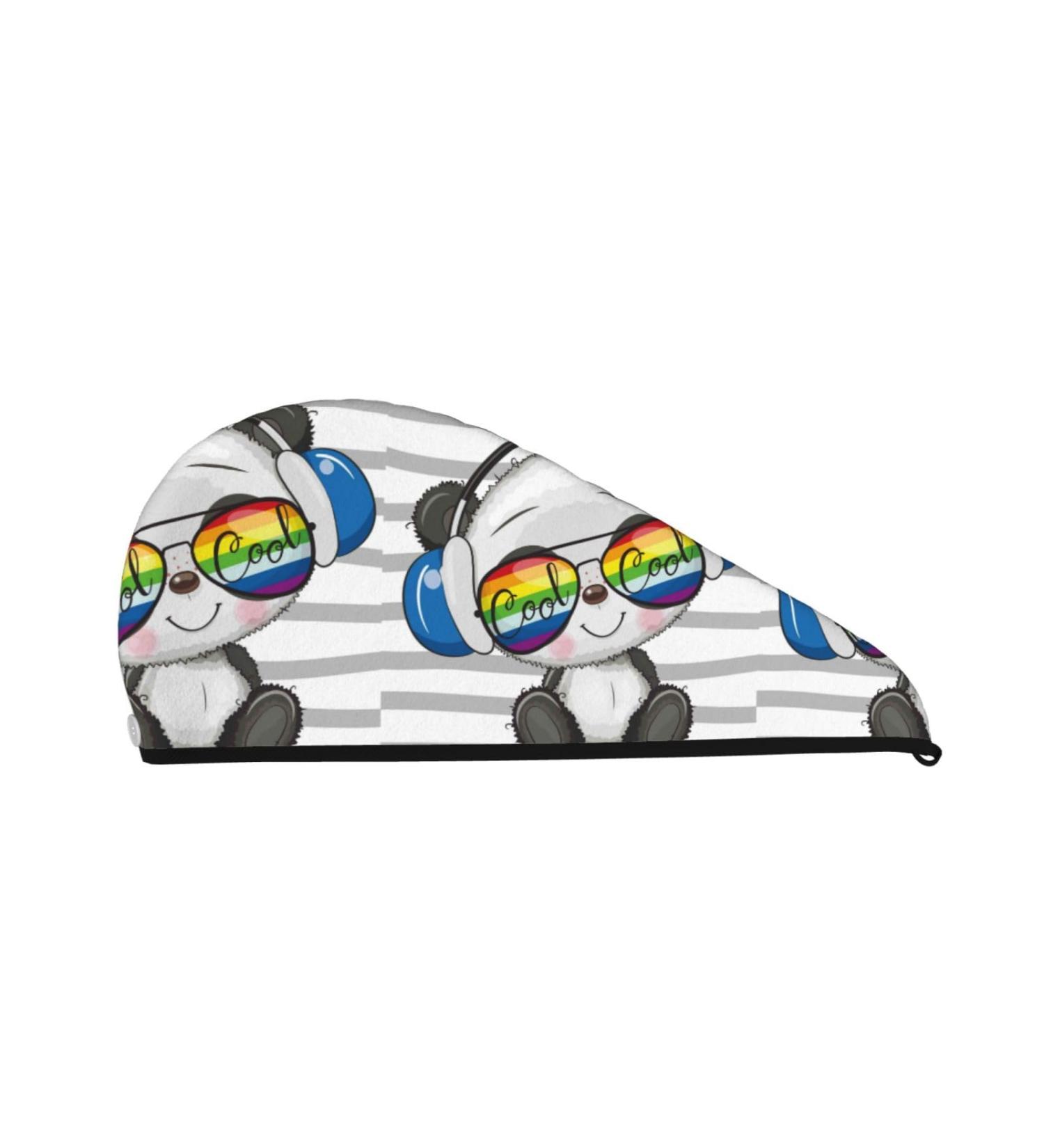 Hair Towel Wrap Quick Drying Towel Turban with Button | Panda Design for Effortless Hair Care - Buy Online on GoSupps.com