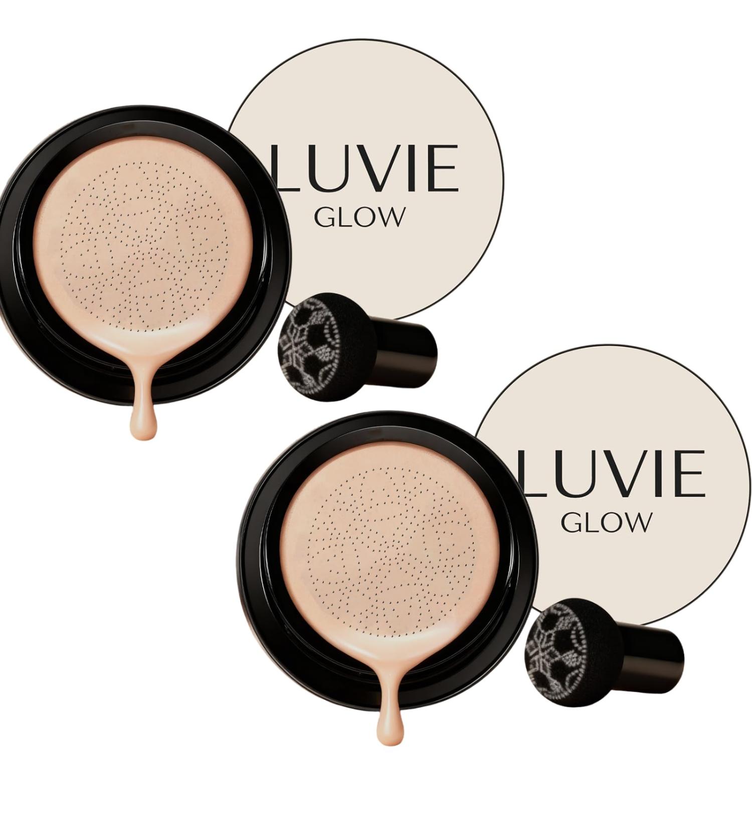  Nuvilo Luvie Glow Foundation Mushroom Head Air Cushion CC Cream Blur Cushion for skin light coverage moisture-wicking long-lasting makeup natural color (2pcs) - Buy Online on GoSupps.com