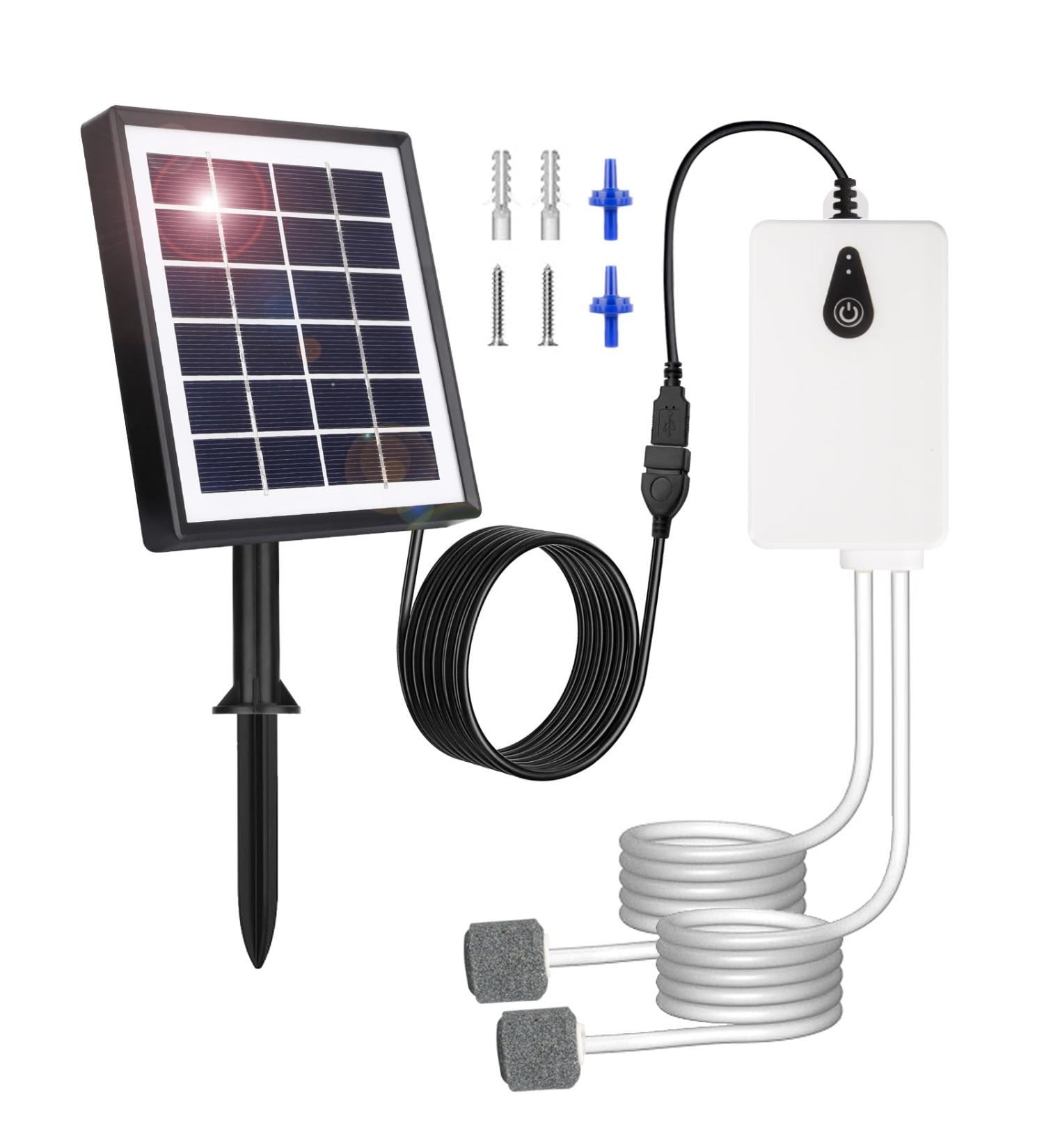 Uksunvi Solar Air Pumps - 2W Solar Pond Oxygenators for Aquariums & Gardens - USB & Solar Options Available - Buy Online on GoSupps.com