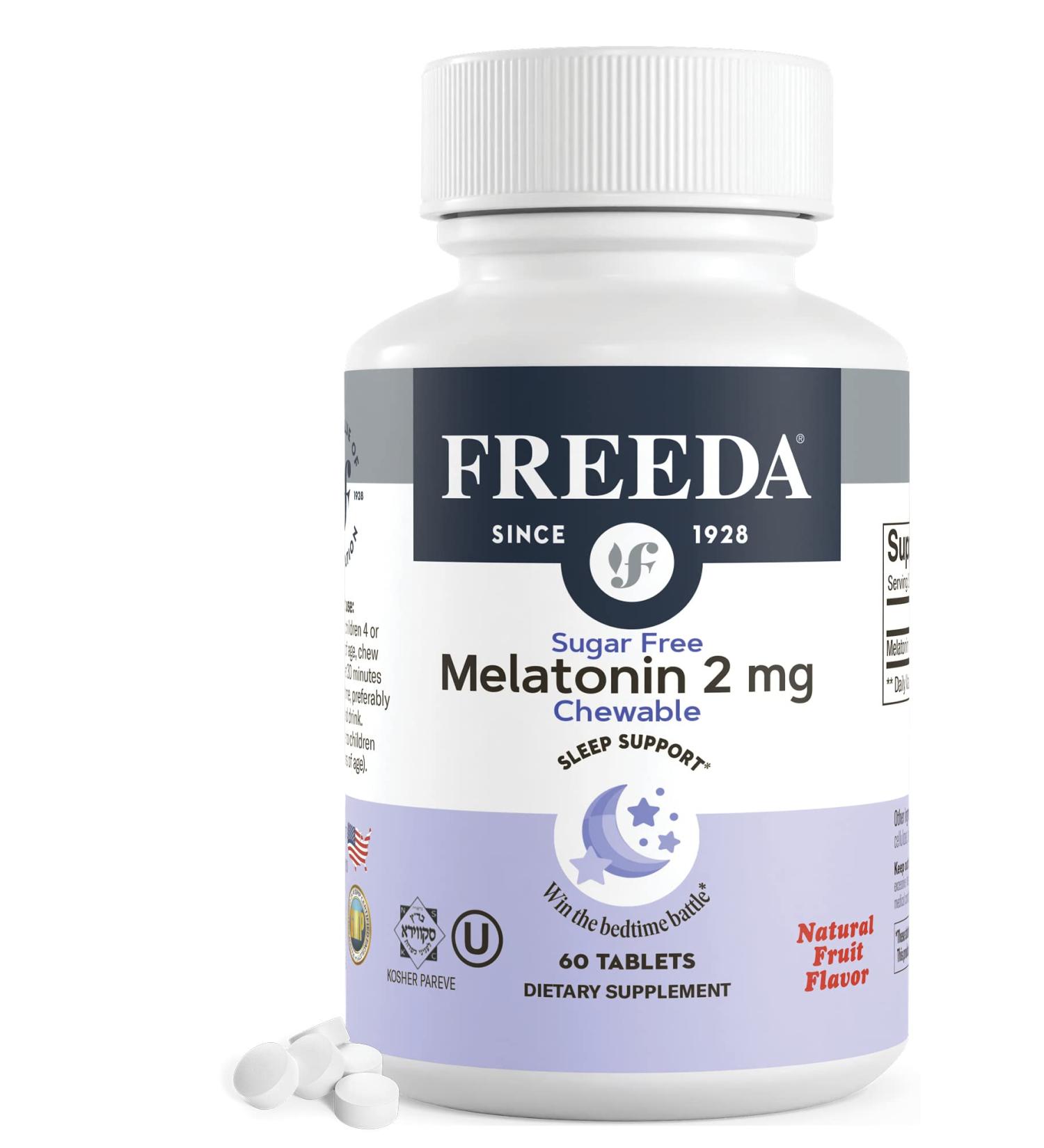 FREEDA Melatonin 2mg Sugar-Free Chewables Natural Sleep Aid for Adults & Kids Vegan Kosher Gluten-Free Non-GMO Easy Bedtime Support 60 Tablets 60 Count (Pack of 1) - Buy Online on GoSupps.com