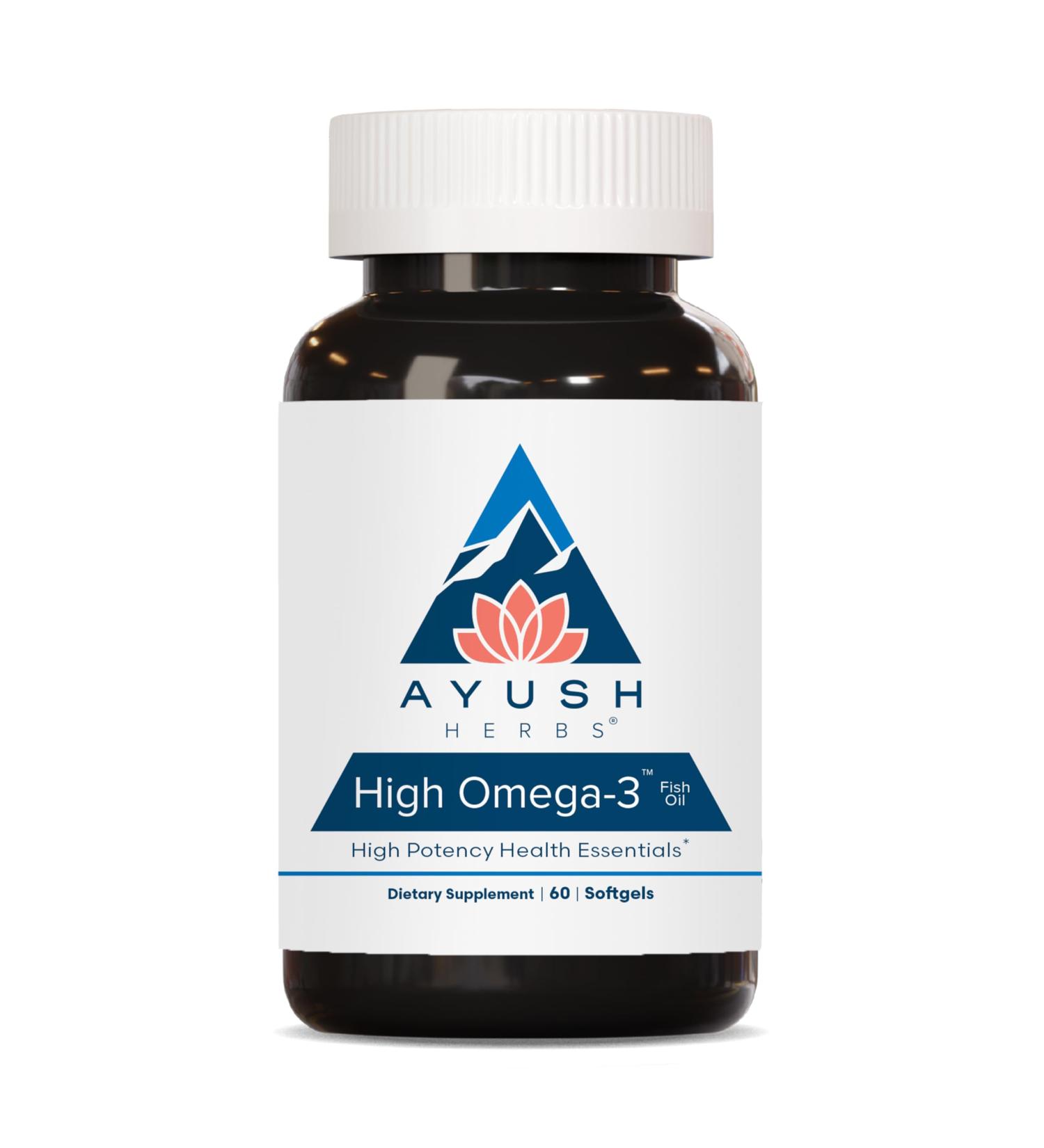 Ayush Herbs High Omega 3 - Omega 3 Fish Oil 1000mg Per Capsule EPA & DHA Fish Oil Supplement for Women & Men Natural Lemon Flavor - 60 Softgel Capsules (1 Count) - Buy Online on GoSupps.com