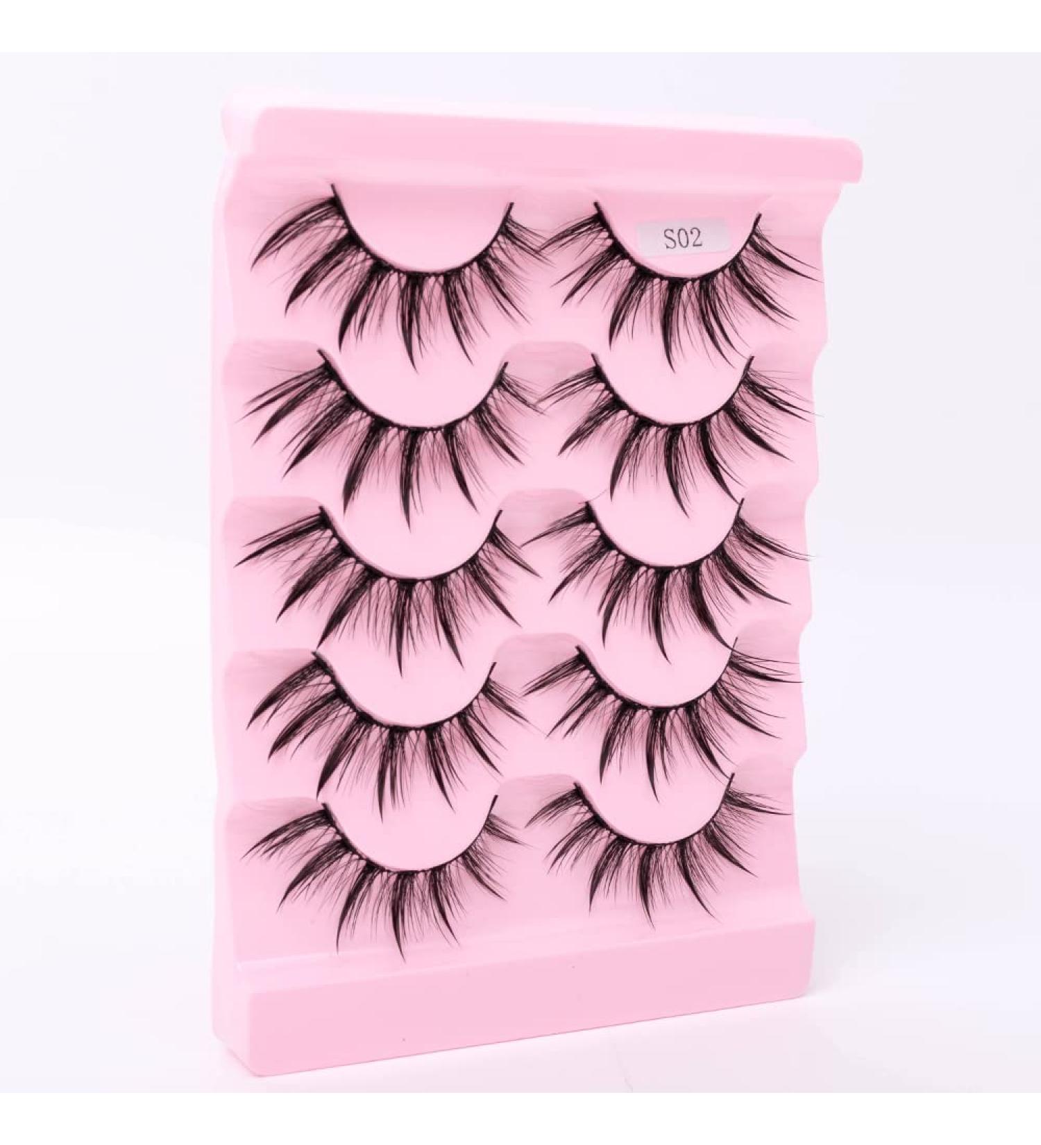 HBZGTLAD 5 Pairs Wet False Eyelashes - Natural Everyday Wear - Thick Simulation Cross Makeup Lashes (S02) - International Shipping Available - Buy Online on GoSupps.com