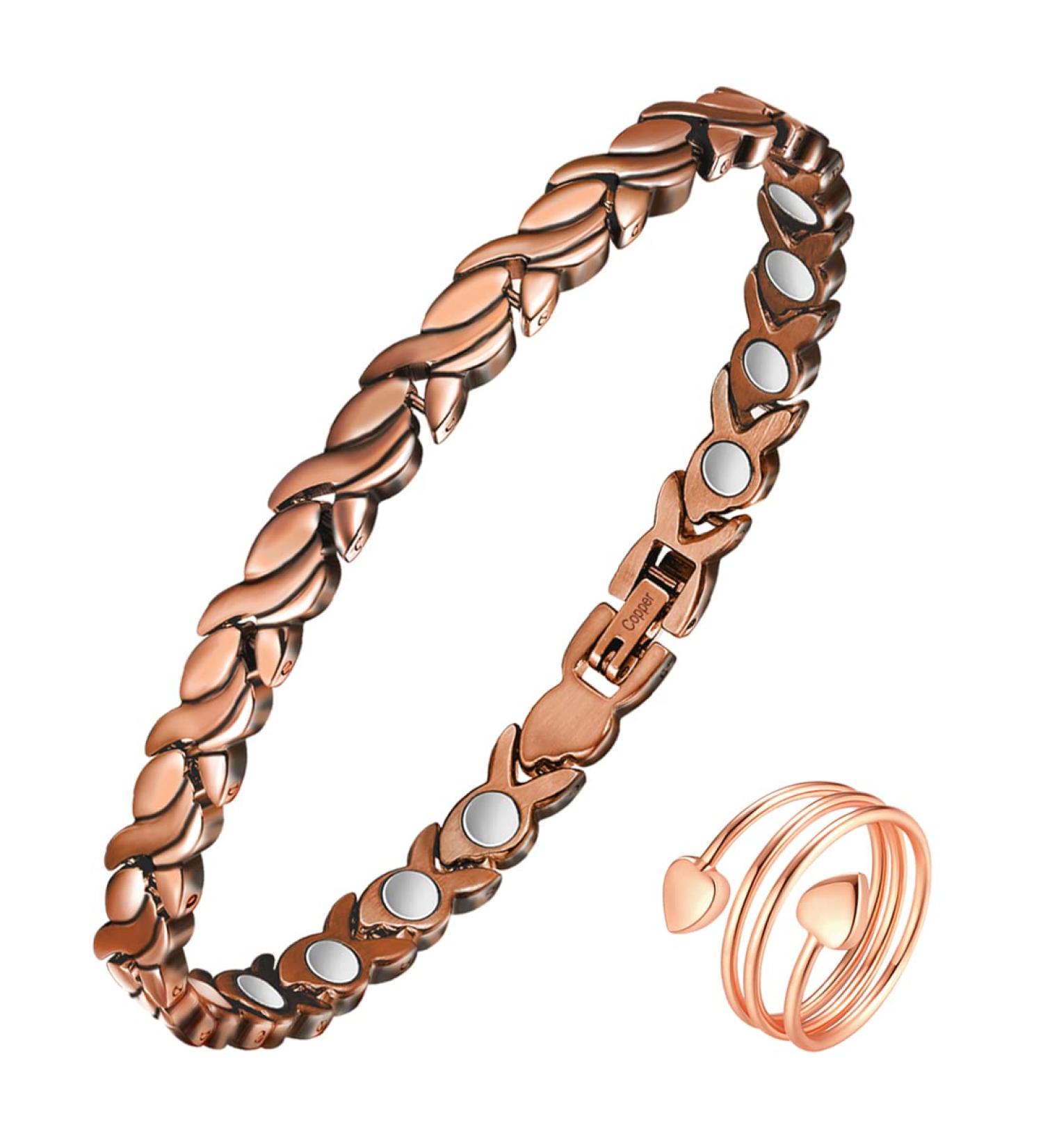 Vicmag Copper Magnetic Hard Band Bracelet for Women - 99.99% Pure Copper Adjustable Size Includes Jewelry Gift Box (Copper Fish Tail) - Buy Online on GoSupps.com