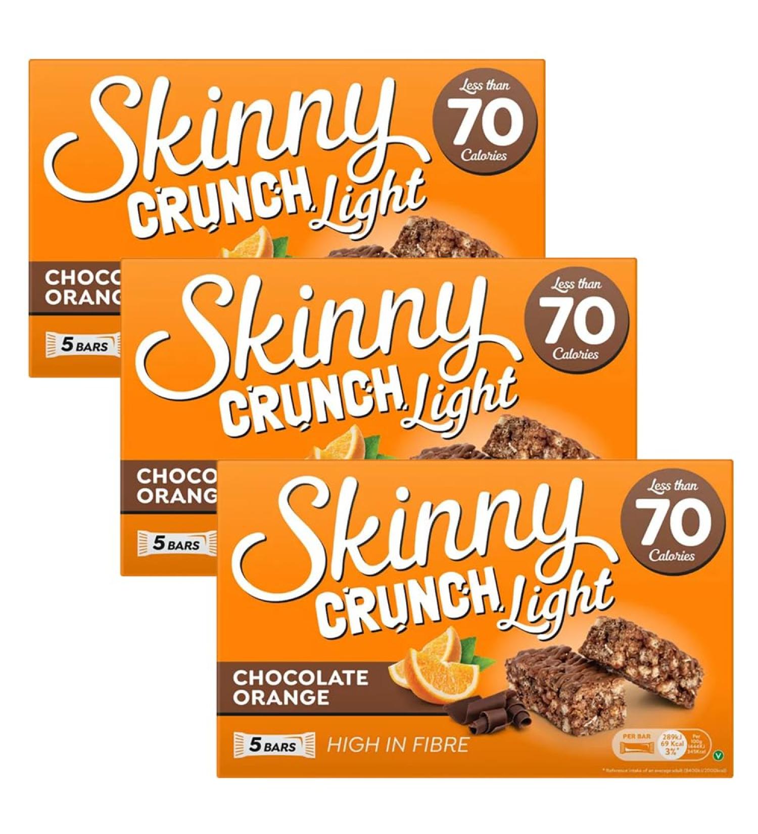 Skinny Crunch 3 x 100g Light Milk Chocolate Orange Bars With Welari Thank You Card Sweet Low 70 Calories Snack (300g) (3PACK) - Buy Online on GoSupps.com