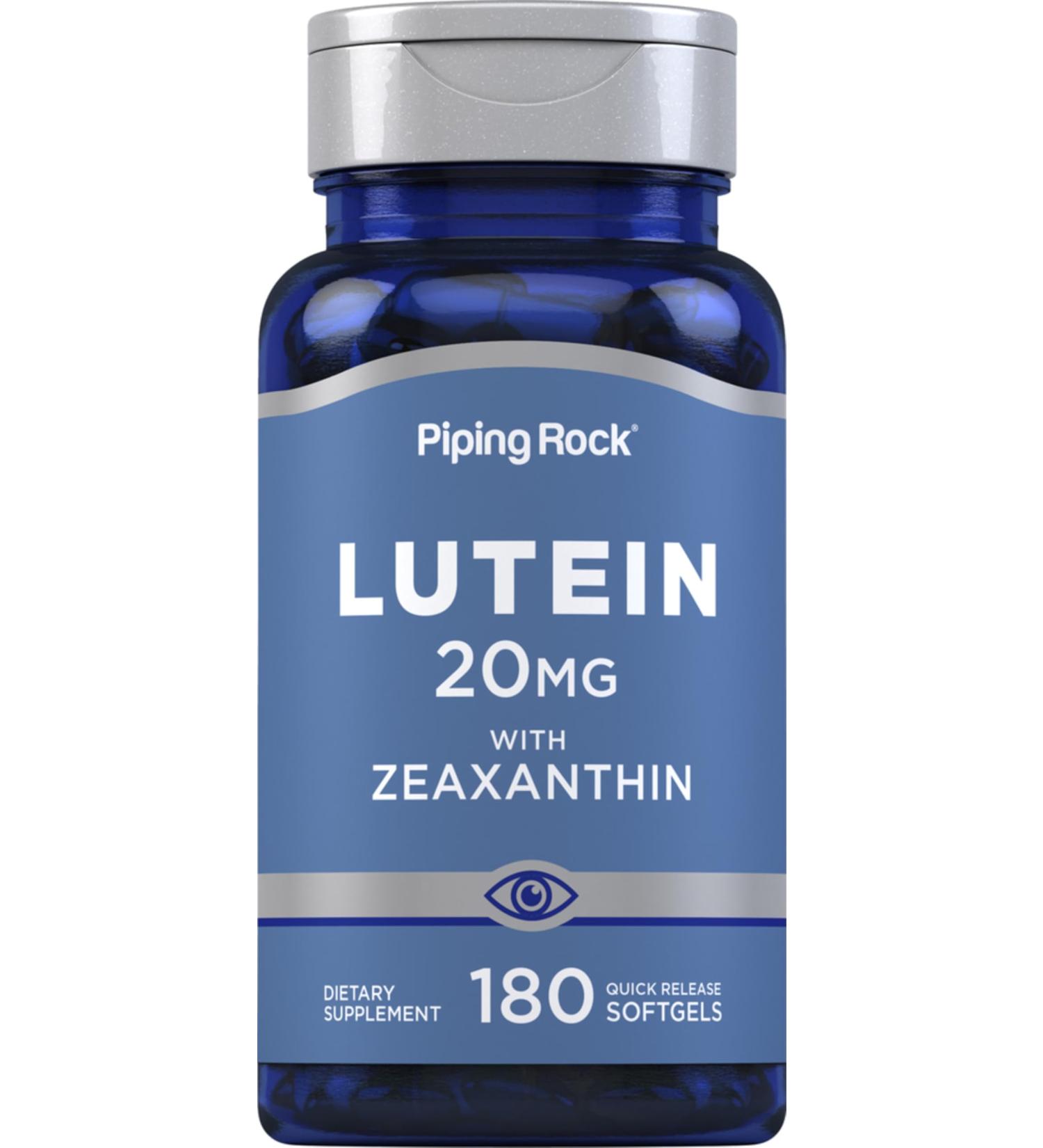 Piping Rock Lutein and Zeaxanthin Supplement | 20mg | 180 Softgels | from Marigold Extract | Non-GMO Gluten Free - Buy Online on GoSupps.com
