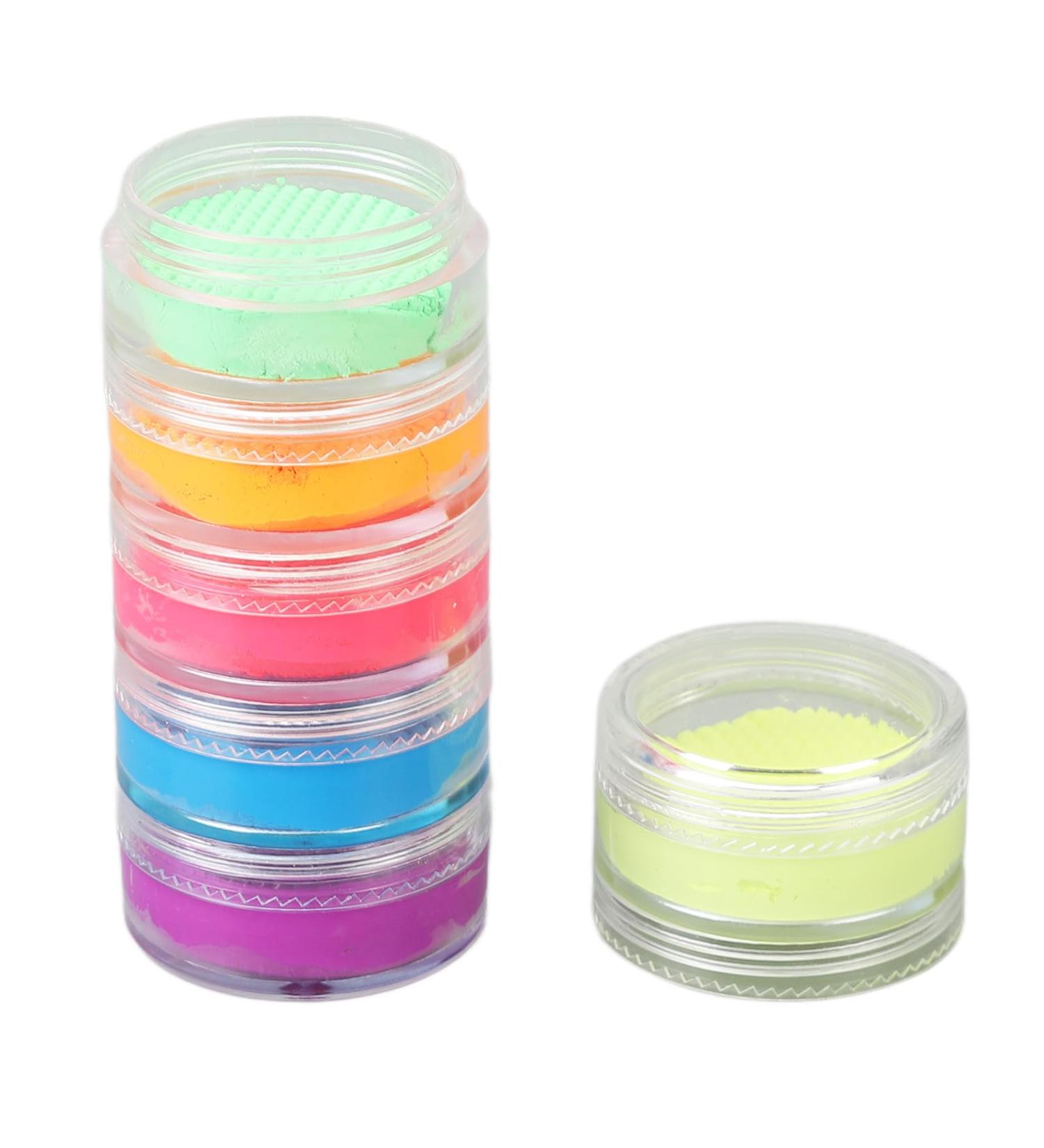 6-Color Glowing Facial & Body Paint Set - UV Bright Water-Based Paint for Creative Body Art | International Shipping Available - Buy Online on GoSupps.com
