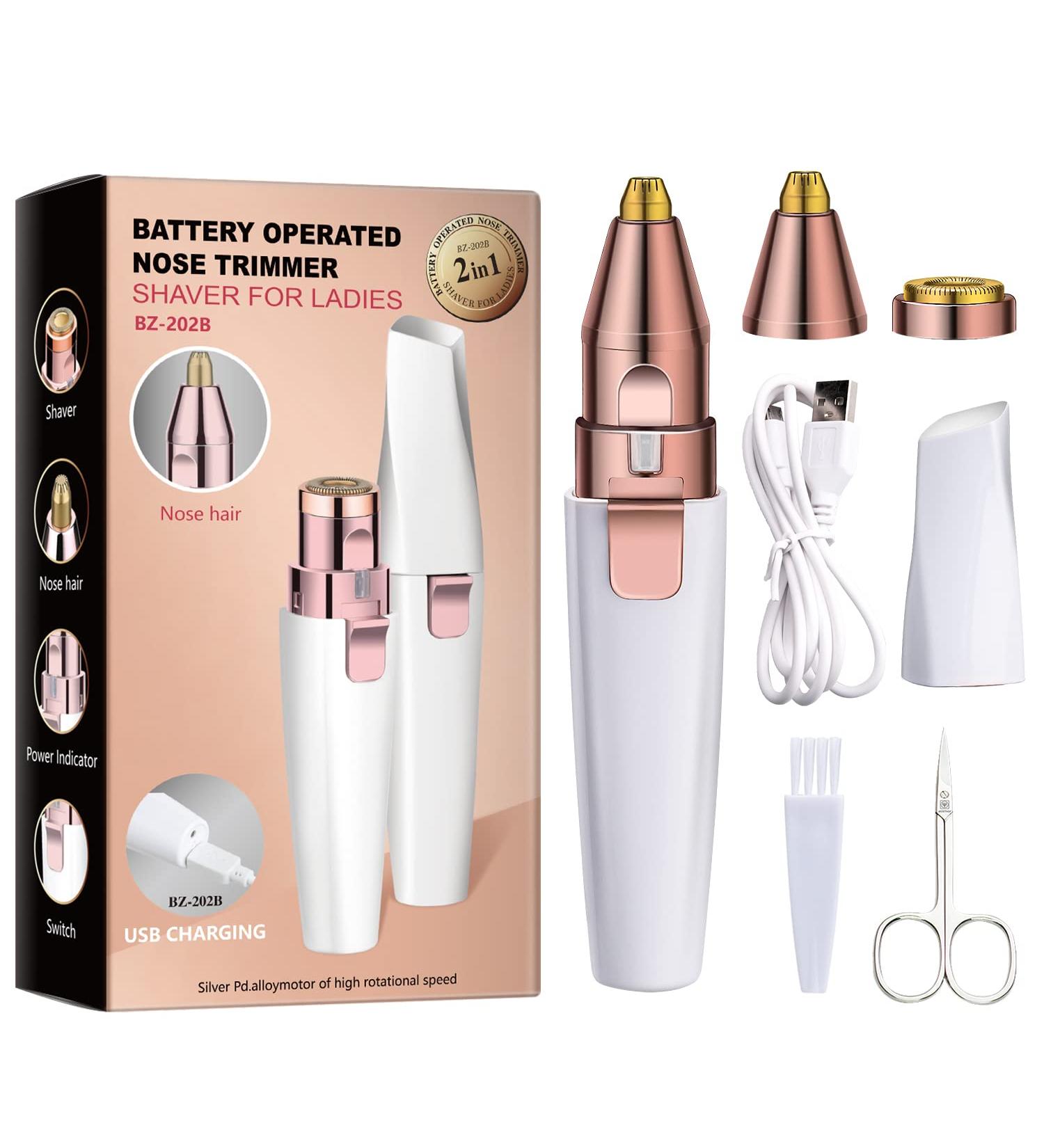 Aeruki 2 in 1 Rechargeable Painless Eyebrow Trimmer & Facial Hair Removal for Women - Built-in LED Light, Hair Shaver for Eyebrow, Nose, Lips, Face, Armpit & Body - Buy Online on GoSupps.com