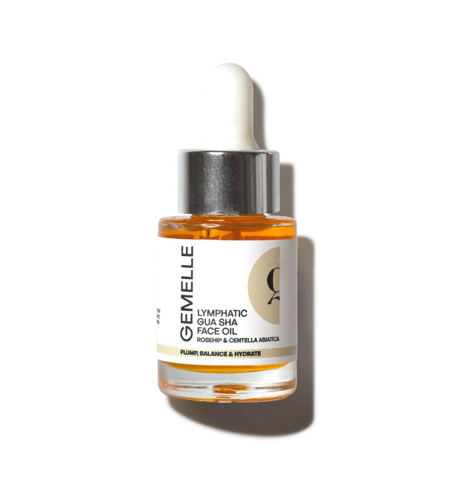GEMELLE Lymphatic Gua Sha Face Oil | 6x Award Winning Luxury Natural Skin Care | Detox Plump Hydrate | Paraben-Free | 15ml - Buy Online on GoSupps.com