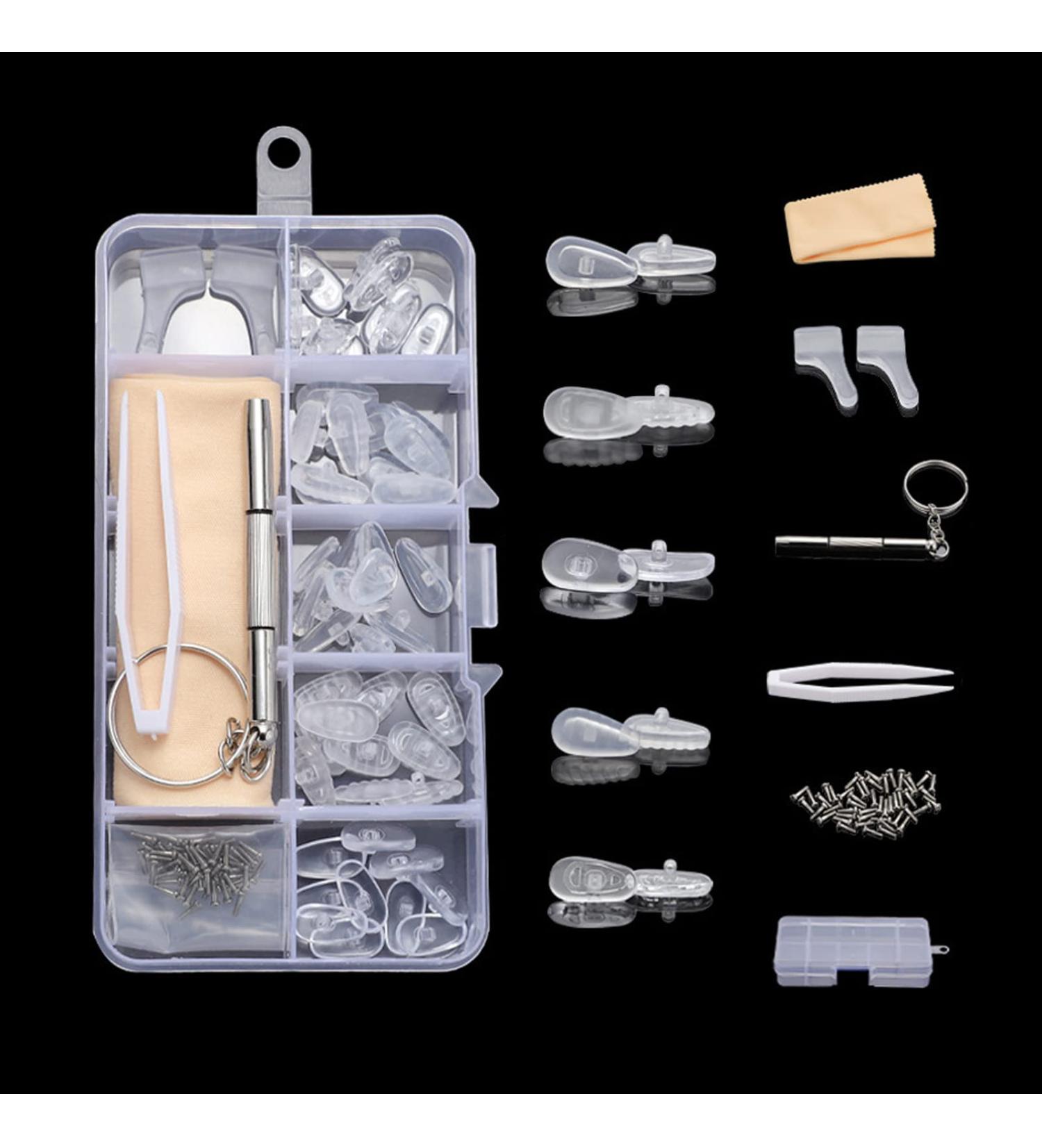 Silars Slipproof Silicone Nose Pads for Glasses - 25 Pairs + Glasses Repair Set with Screws Tweezers & Cleaning Cloth - Buy Online on GoSupps.com