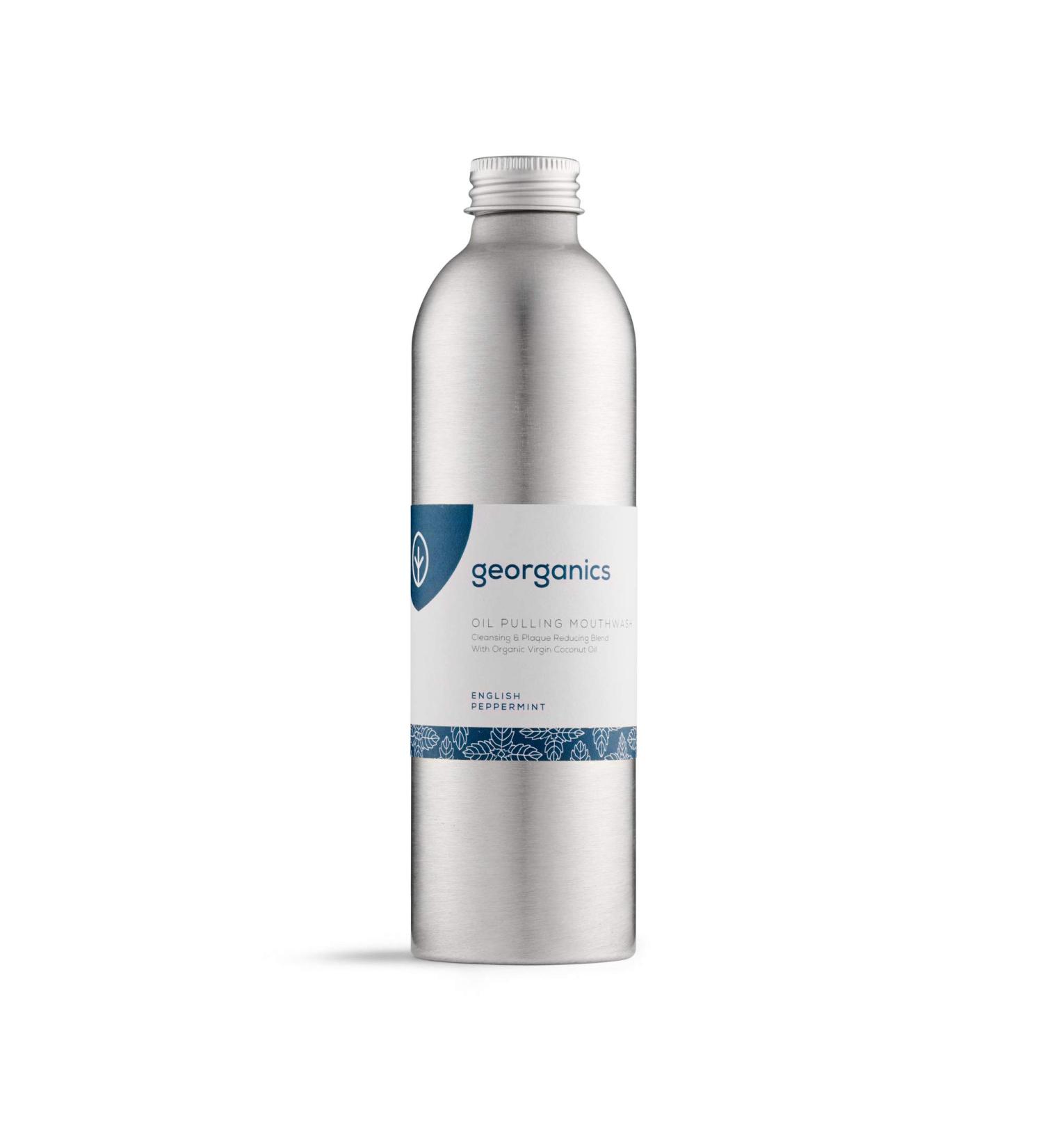 Oil Pulling Mouthwash with Organic Virgin Coconut Oil - Cleansing & Plaque Removal - English Peppermint 275ml - International Shipping Available - Buy Online on GoSupps.com