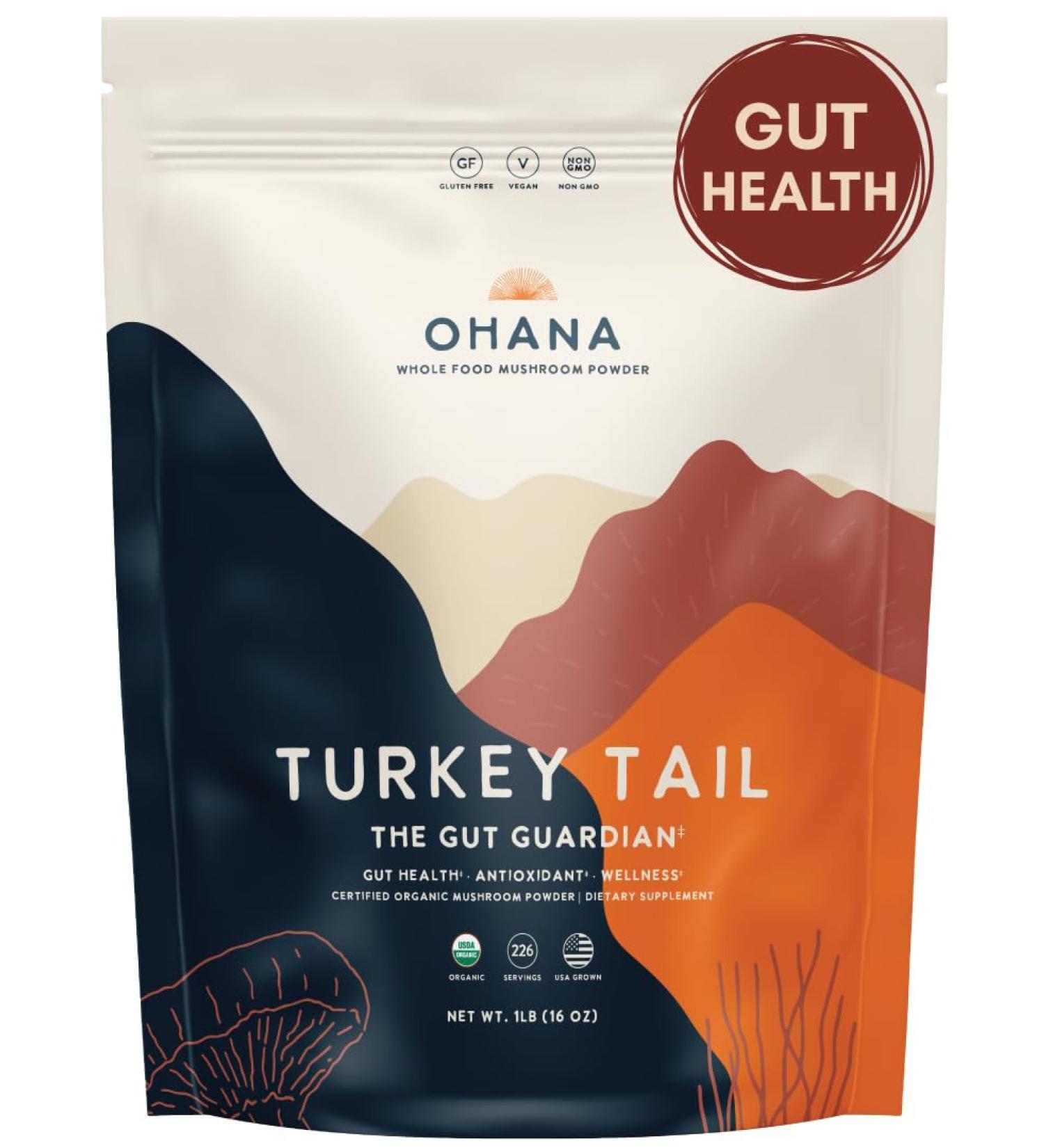 Ohana Turkey Tail Organic Mushrooms Powder Blend USDA-Organic Whole Food Mushroom Supplement Non-GMO Gluten-Free 1 lb Bag Pack of 1 Turkey Tail Powder 16 Ounce (Pack of 1) - Buy Online on GoSupps.com