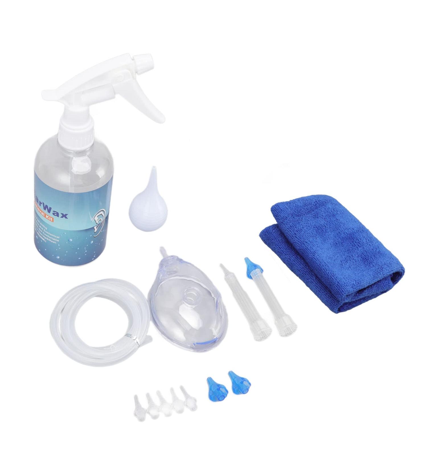 Ear Washer Bottle System with 6 Transparent Tips - 500ml Safe Ear Cleaning Kit for Adults | Includes Silicone Tube and Ear Muff for Home Use - Buy Online on GoSupps.com