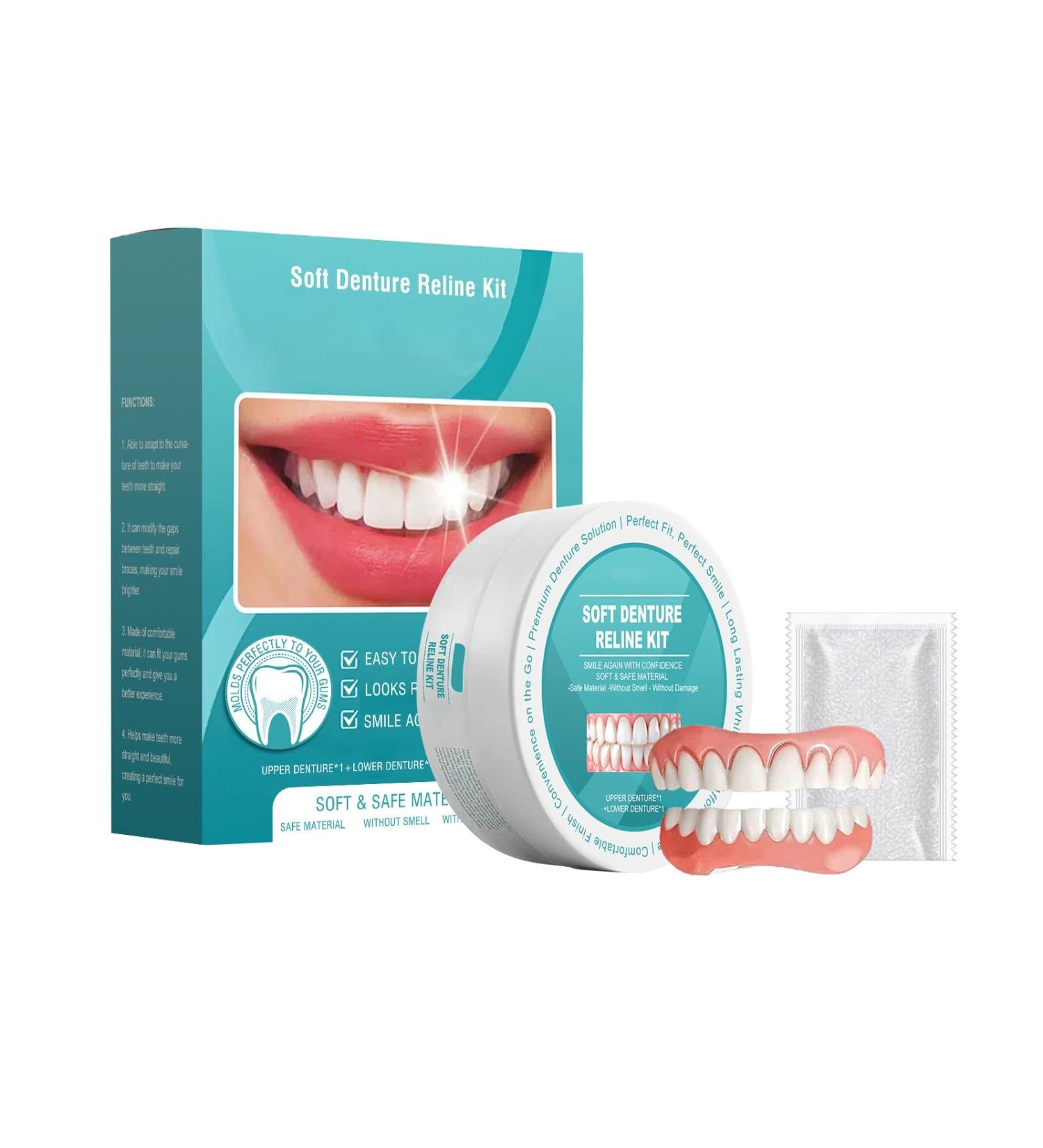 Denture Decoration Kit Natural Fit Teeth Beauty Set Easy To Use Instant Effect(2PC) - Buy Online on GoSupps.com