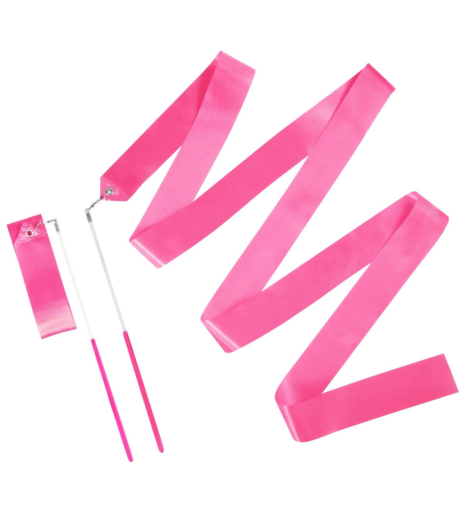 KINBOM 2pcs Dance Ribbons 2m Kids Gymnastics Ribbon Set with Ribbon Dancer Wand - Pink | Artistic Dance Training Party Streamers - Buy Online on GoSupps.com