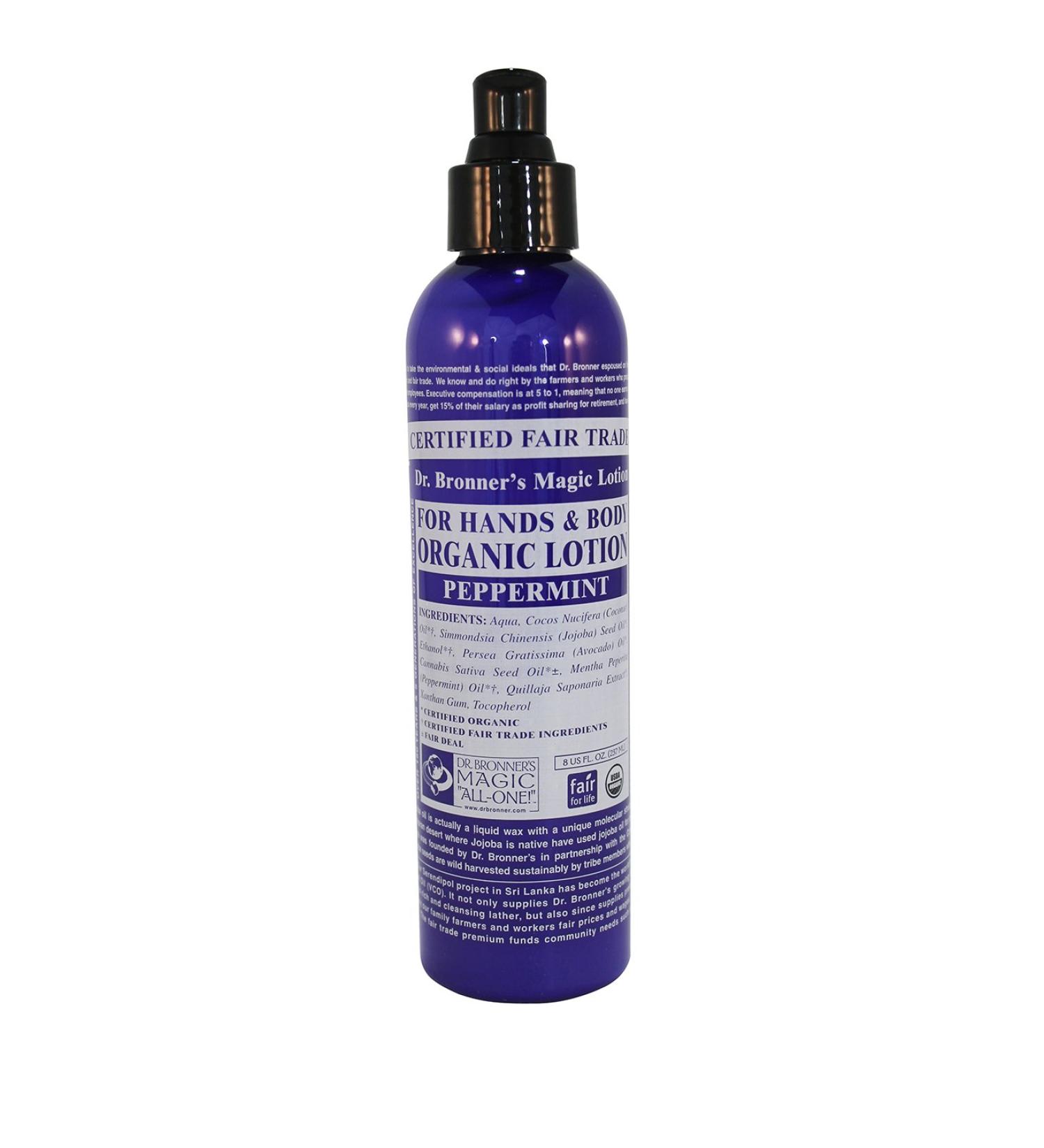 Dr. Bronner's & All-One Organic Lotion for Hands & Body Peppermint 8-Ounce Pump Bottles (Pack of 2) - Buy Online on GoSupps.com