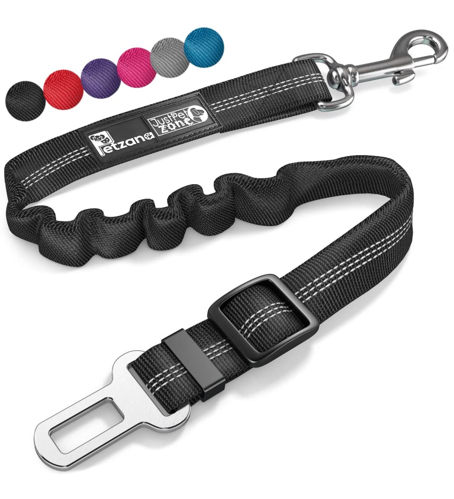 Adjustable Black Dog Seat Belt with Elastic Bungee Buffer - Car Travel Accessories - Buy Online on GoSupps.com