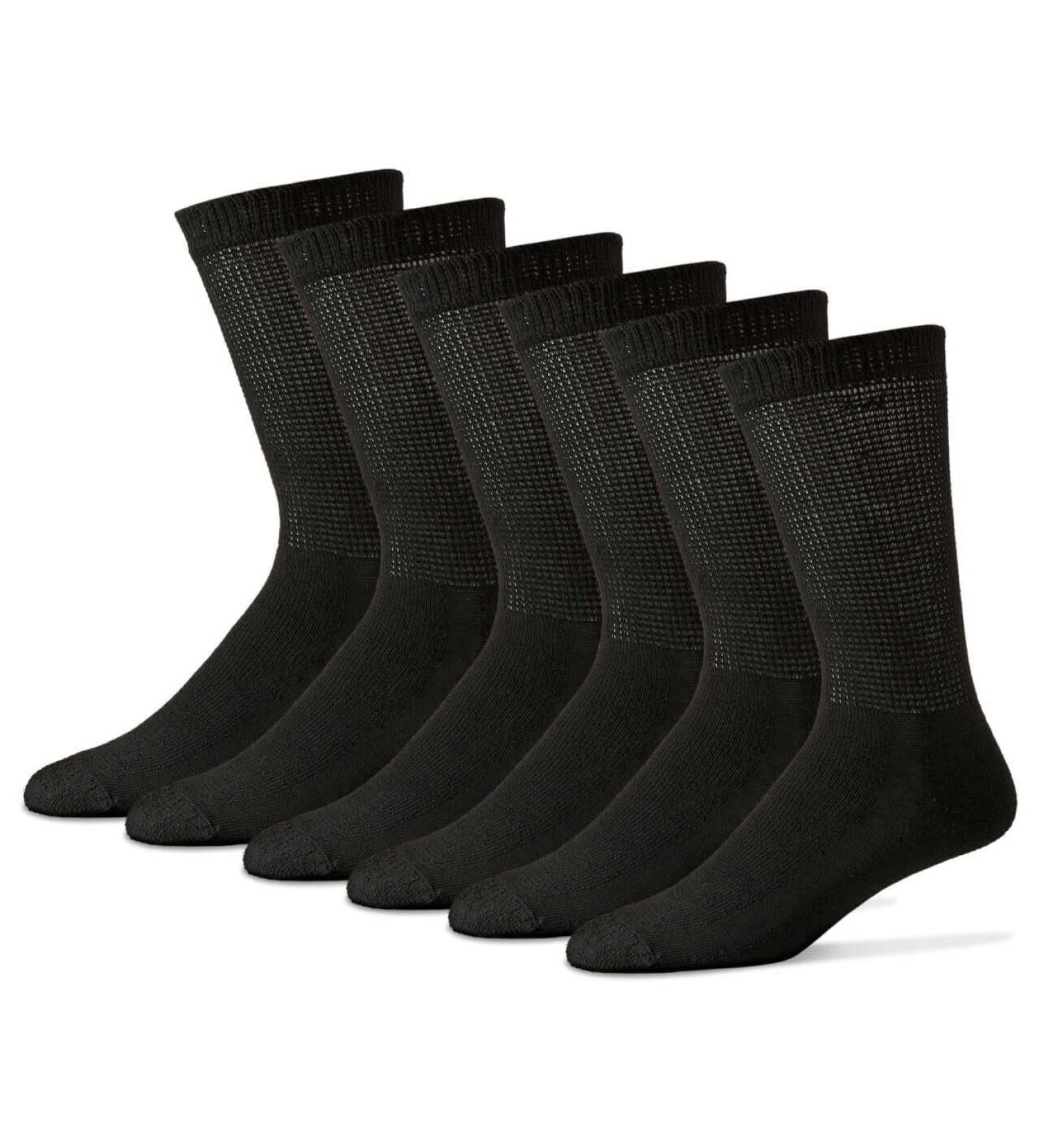 MDR Diabetic Crew Socks 12 Pairs for Men & Women | Full Sole, Non-Binding Wide Top | Comfort & Support | Made in USA | Size 6-8 Black - Buy Online on GoSupps.com