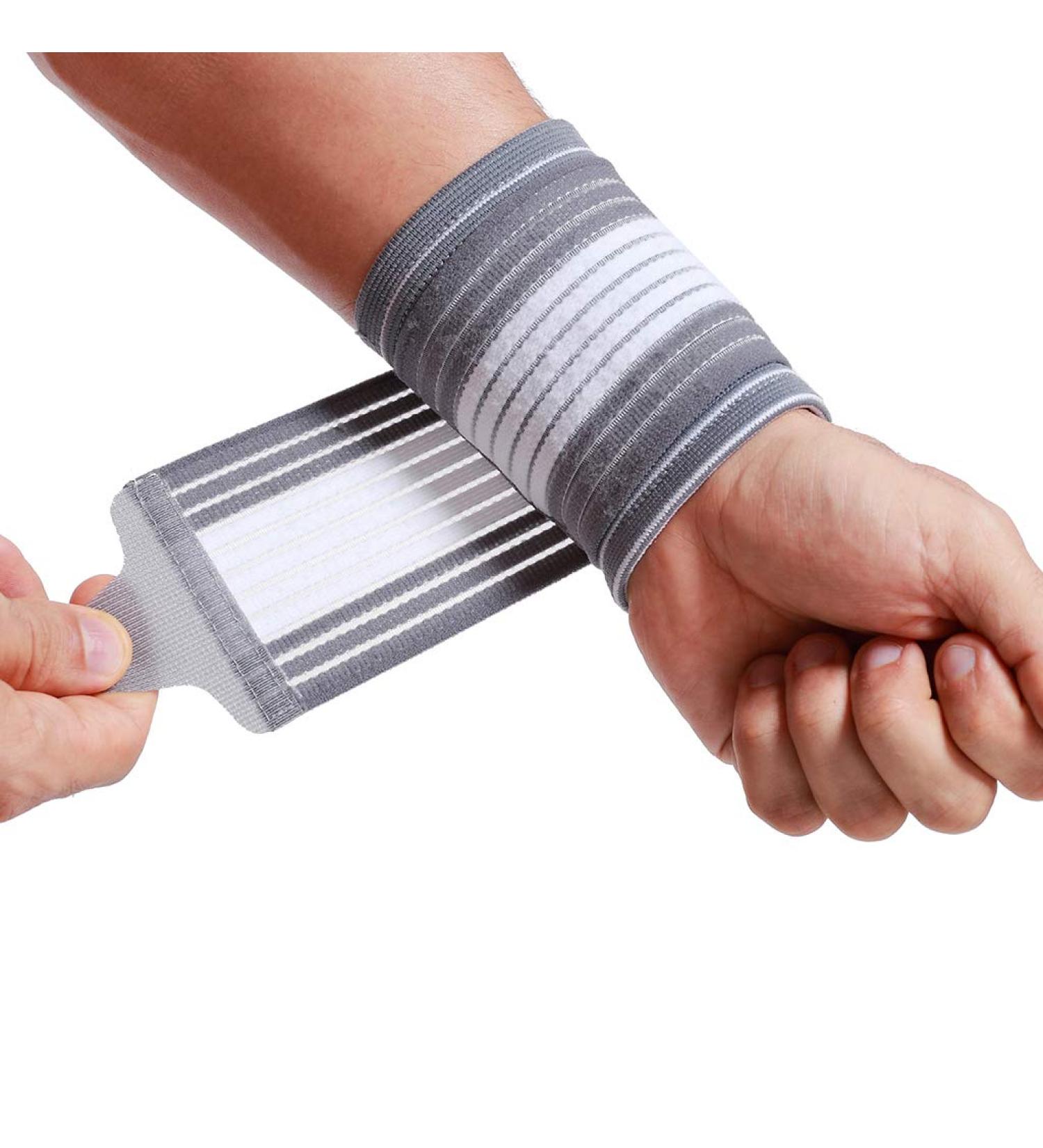Neotech Care Adjustable Compression Wrist Band - Elastic & Breathable Fabric - Grey, Size L - Support Sleeve for Tennis Sports - Men Women - Buy Online on GoSupps.com