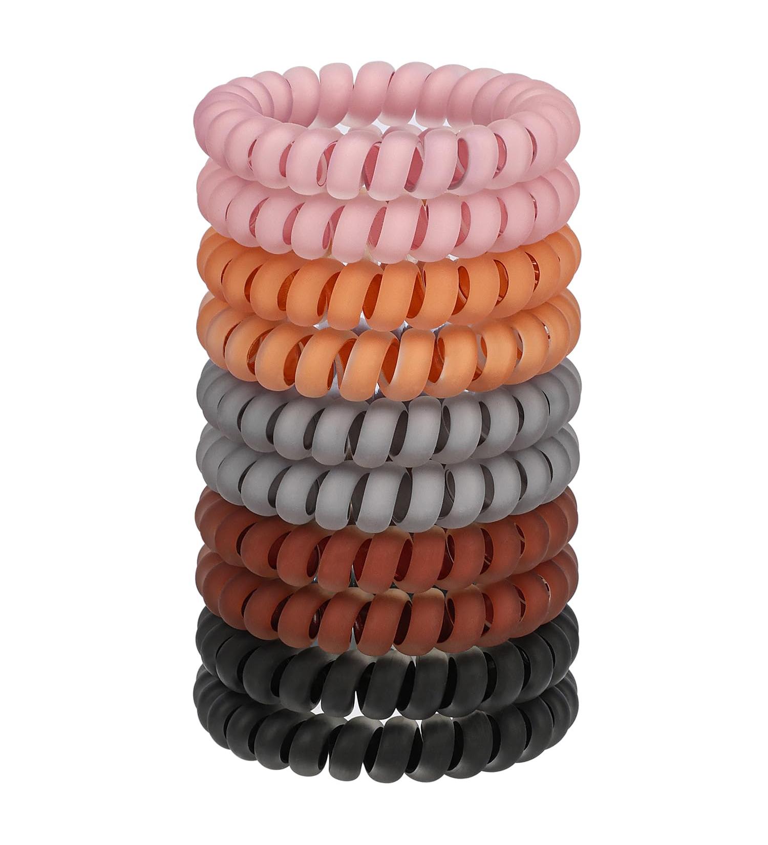 Jesslab Spiral Hair Ties - 10 Traceless Telephone Cable Hair Ties | No-Damage Ponytail Holders for Women & Girls | Color Sorted (#22) - Buy Online on GoSupps.com