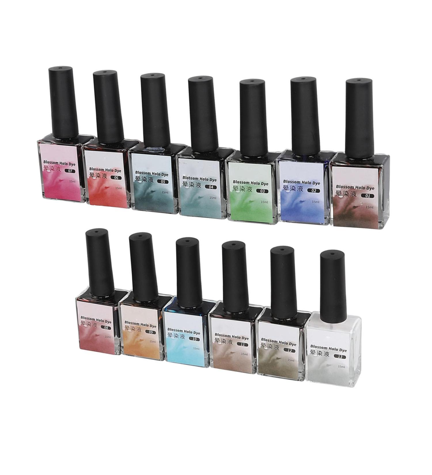 13 Colors Blooming Nail Polish Dye Set Watercolor DIY Nail Art Dye Gel Decorations Manicure Tool - Buy Online on GoSupps.com