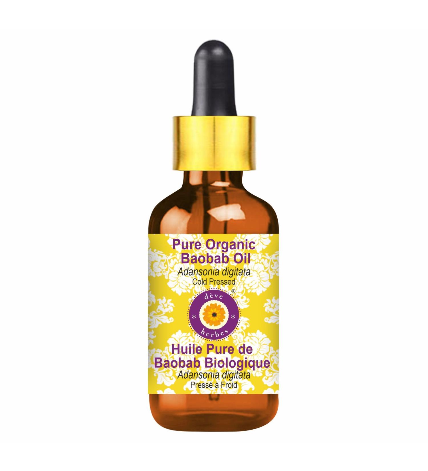 Buy Pure Organic Baobab Oil 10ml - Cold Pressed with Glass Dropper | International Shipping - Buy Online on GoSupps.com