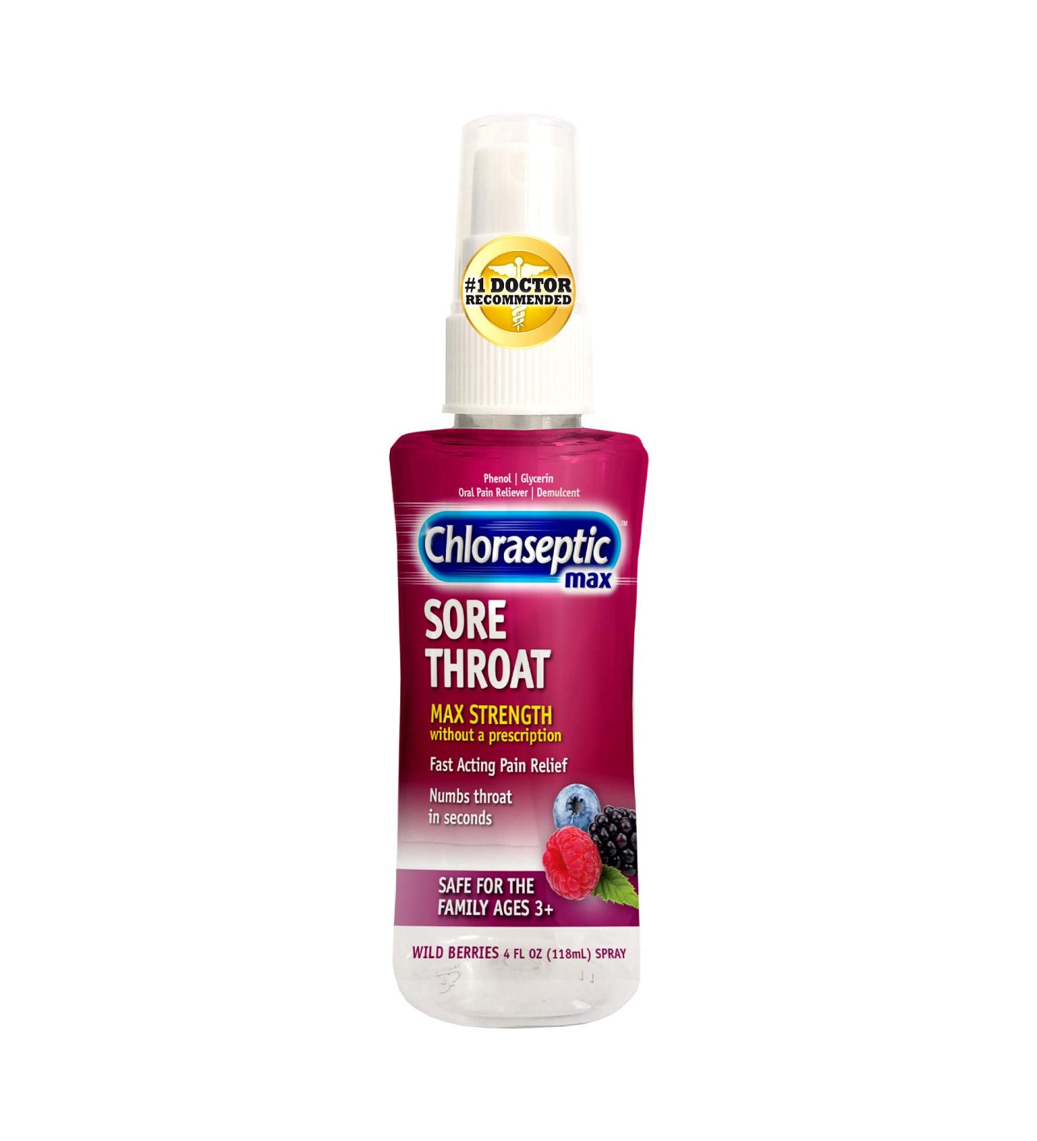 Chloraseptic Max Strength Sore Throat Spray - Wild Berries Flavor - 4.0 fl oz - Buy Online on GoSupps.com