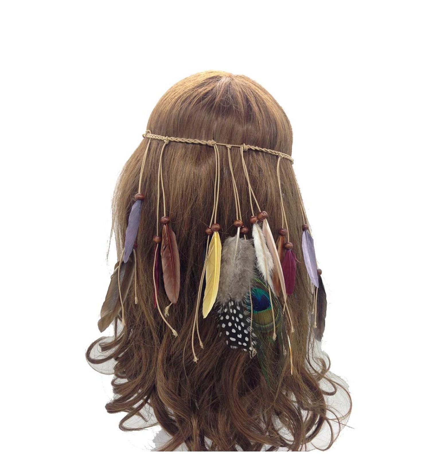 Jurxy B hmische Pfau Feder Headdress | Boho Hippie Headband for Women | Gypsy Hair Accessories in Brown - Style 2 - Buy Online on GoSupps.com