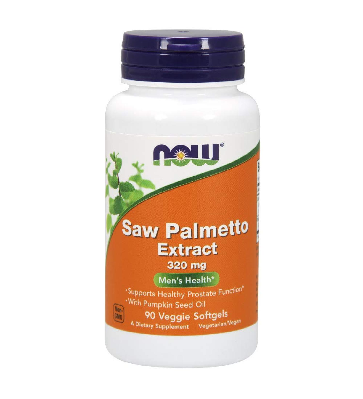 NOW Saw Palmetto Extract 320mg with Pumpkin Seed Oil for Men's Health - 90 Veg Softgels - Buy Online on GoSupps.com