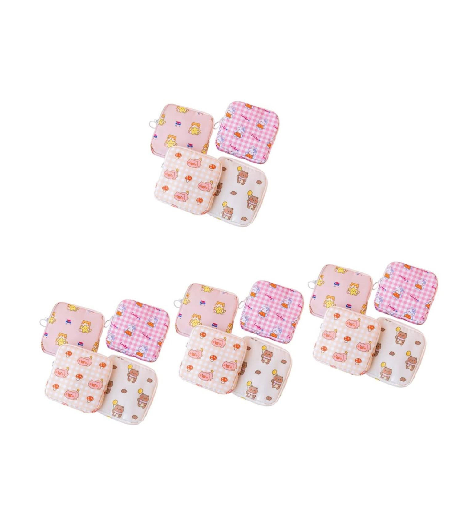 16 pcs Cartoon Tampon Storage Purse - Teen Period Menstrual Lipstick Holder with Zipper - Cute & Wear-Resistant Nursing Bag - Buy Online on GoSupps.com