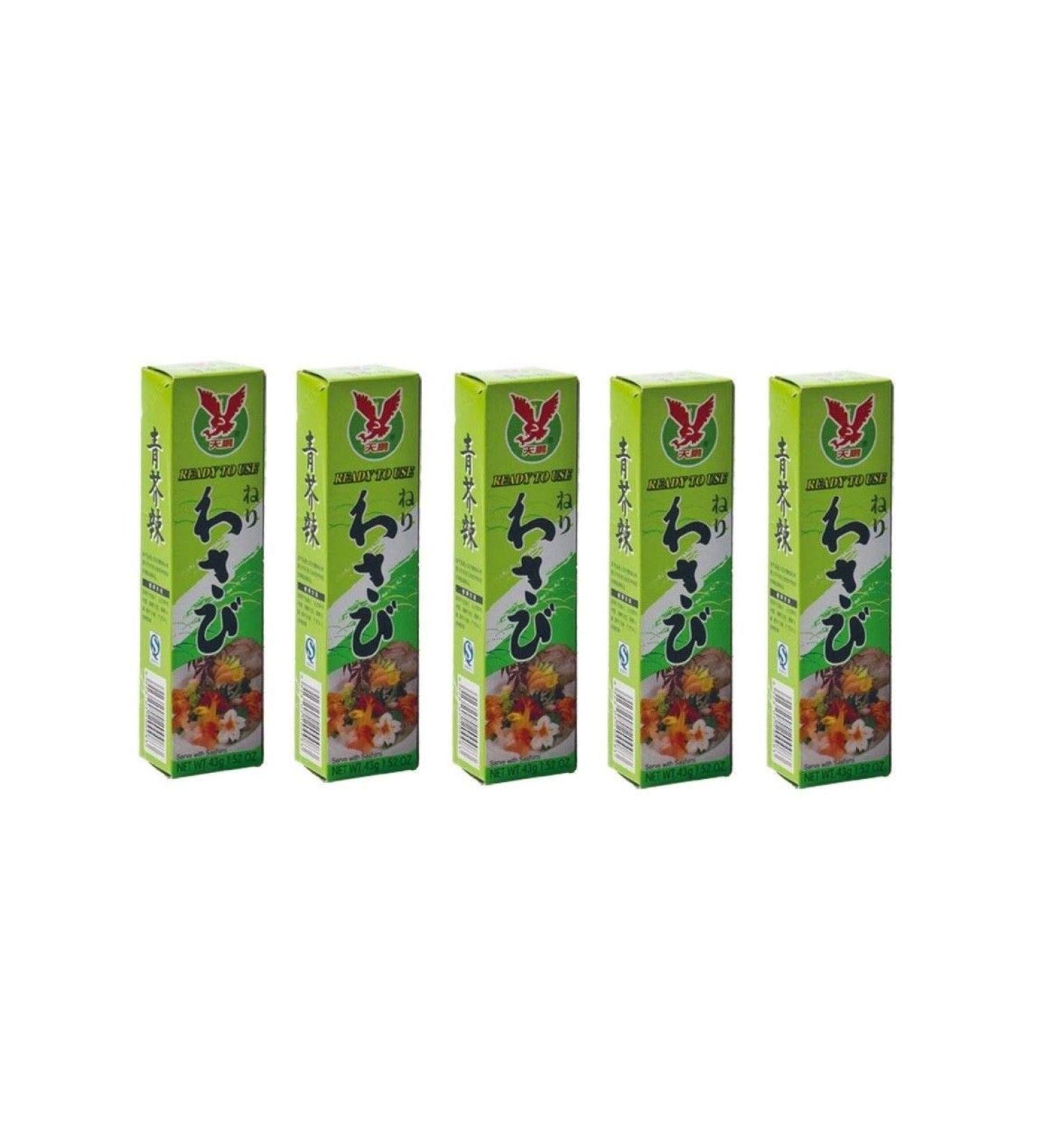 Pamai Pai Bigpack: 5 x 43g tubes Wasabi Paste hot for sushi green horseradish Wasabi paste