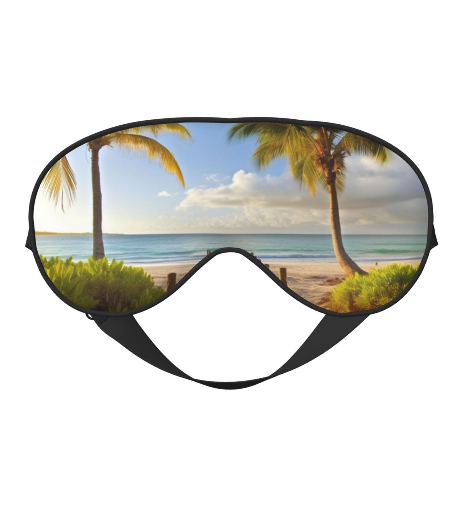 Shop Palm Trees Beach Printed Soft Eye Mask - Zero Eye Pressure Travel Blackout Eye Mask for Ultimate Sleep Comfort - Buy Online on GoSupps.com