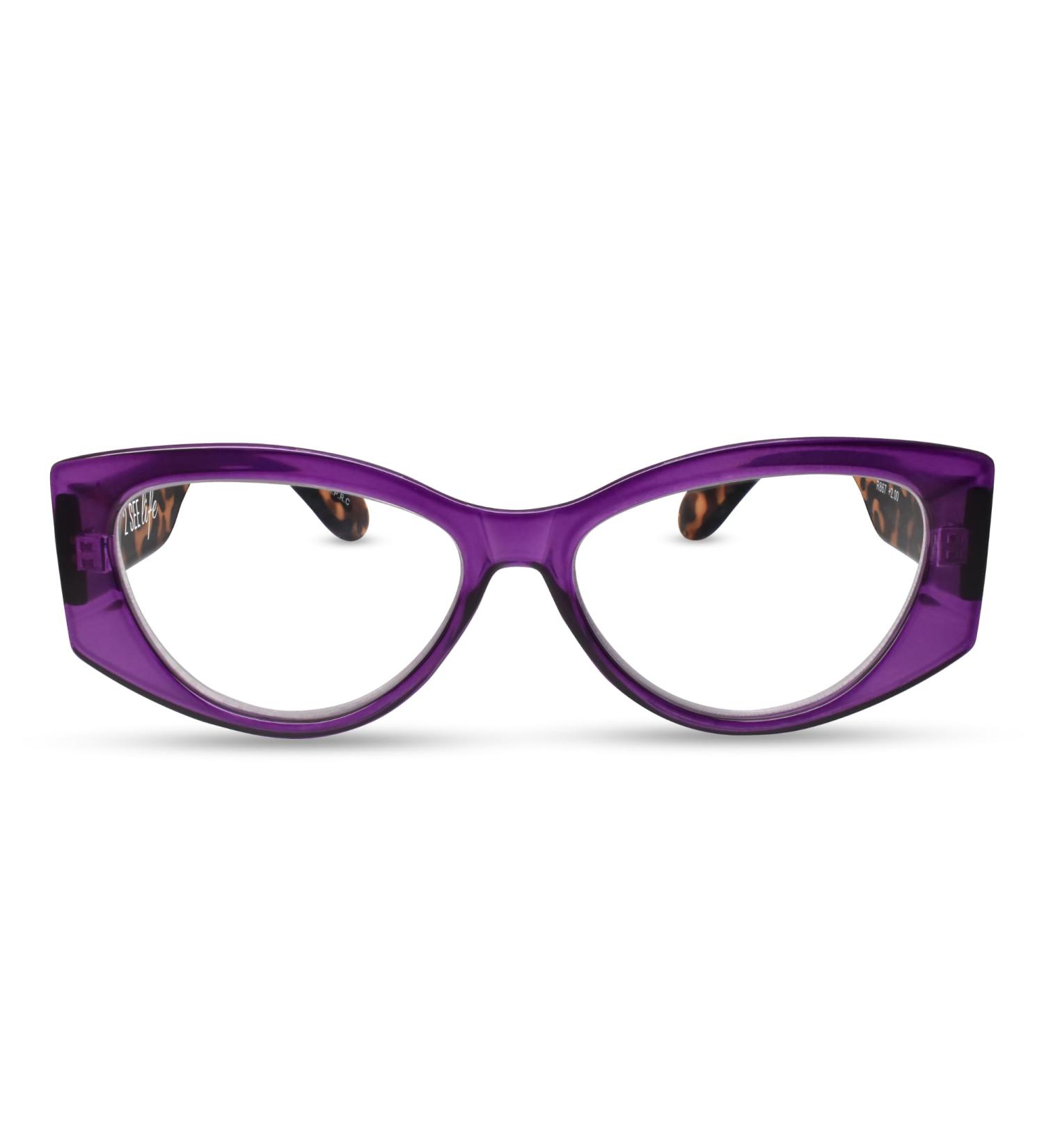 Purple Vogue Oversized Cat Eye Reading Glasses for Women - Stylish Comfort for All Face Shapes - 2.5x High Vision Readers - Buy Online on GoSupps.com