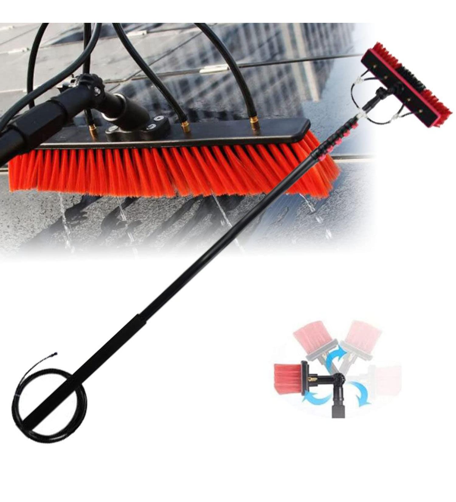 Water Fed Pole Kit Adjustable Window Cleaning Pole 180 Rotatable Brush Head Telescopic Cleaning Brush Outdoor Panel Spray Washer Washing Equipment 20FT/6M - Buy Online on GoSupps.com
