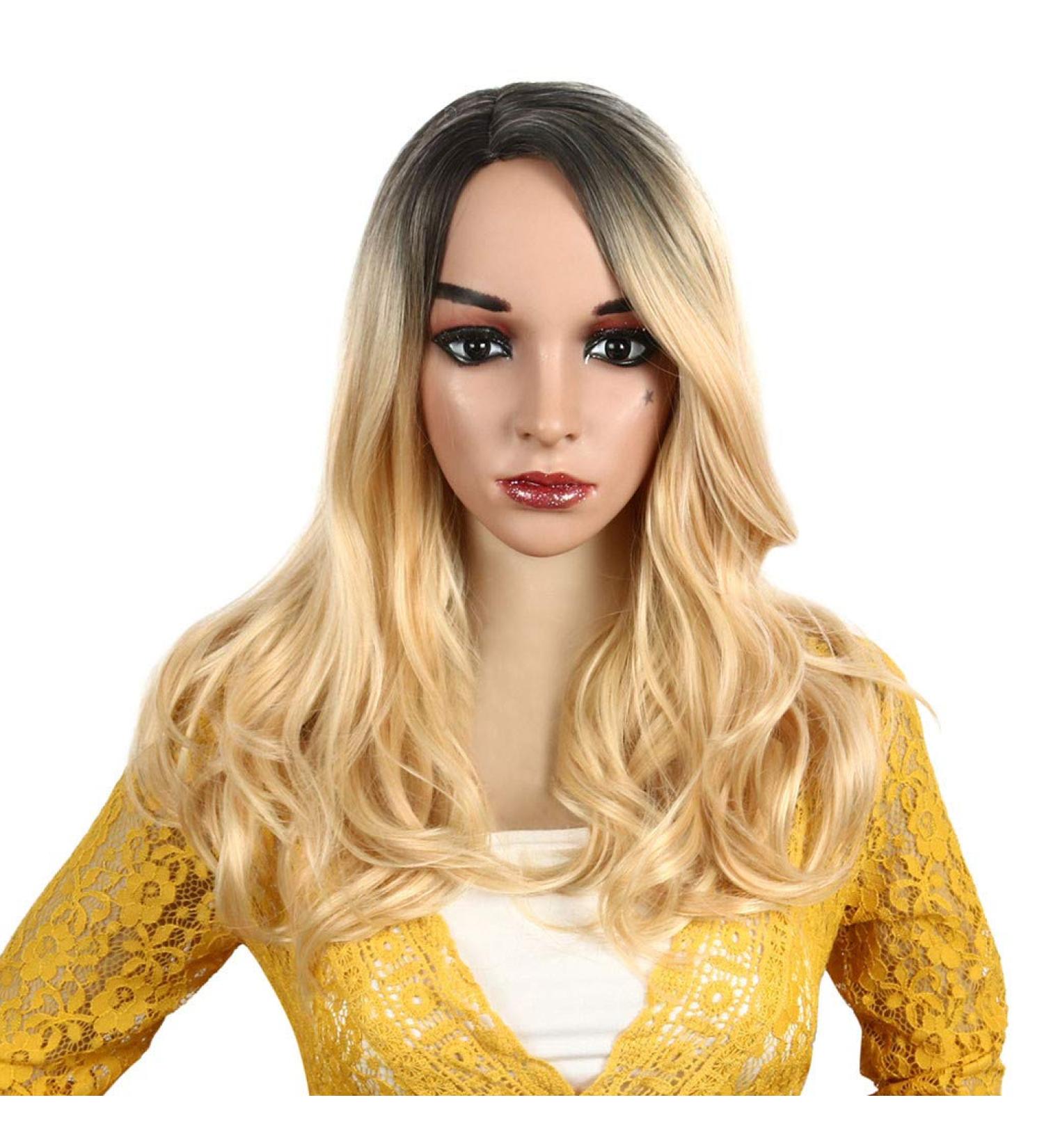 Buy Long Pink Red Gold Curly Synthetic Wig for Women - 70s 80s 60s Cosplay - Brazilian Wavy Hair - Buy Online on GoSupps.com