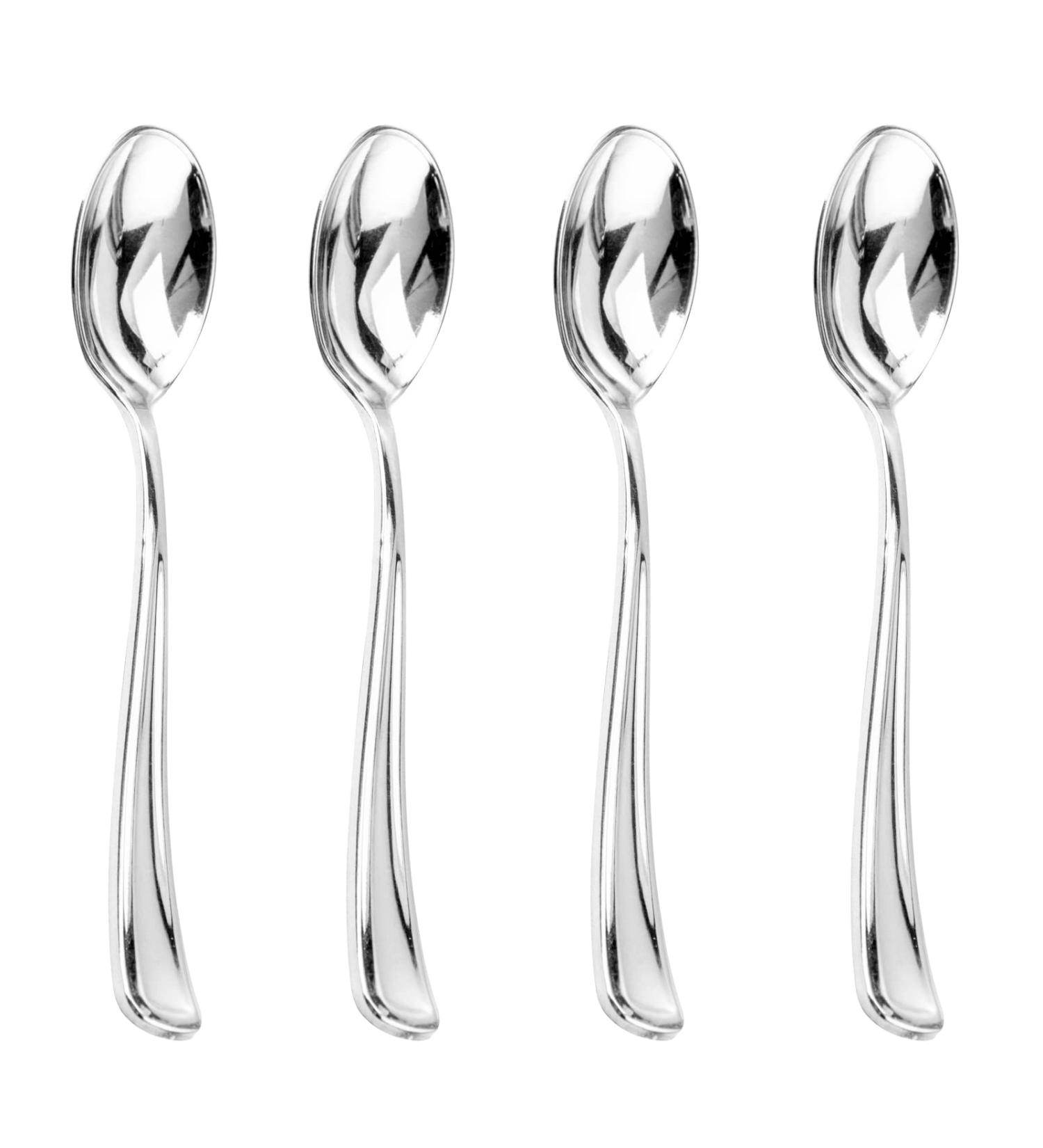 Liacere 200PCS Silver Disposable Spoons - Heavy Duty Silver Dessert Spoons for Wedding & Party - 6.7inch - Buy Online on GoSupps.com