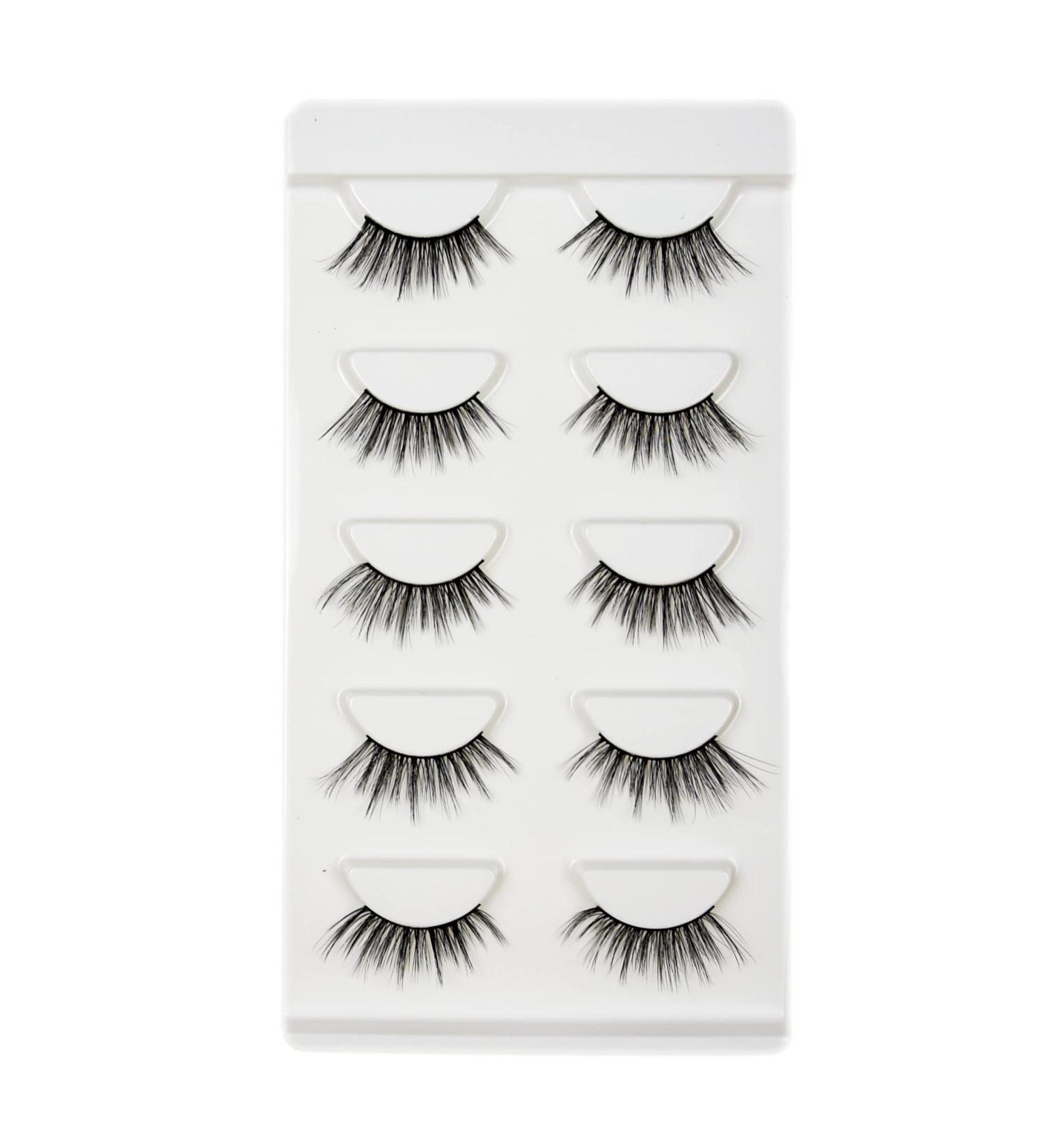 Vivis Half False Lashes 3D Faux Mink Corner Eyelashes Natural Fake Eye Fluffy Cross Reusable Makeup Extension 5 Pairs - 301
