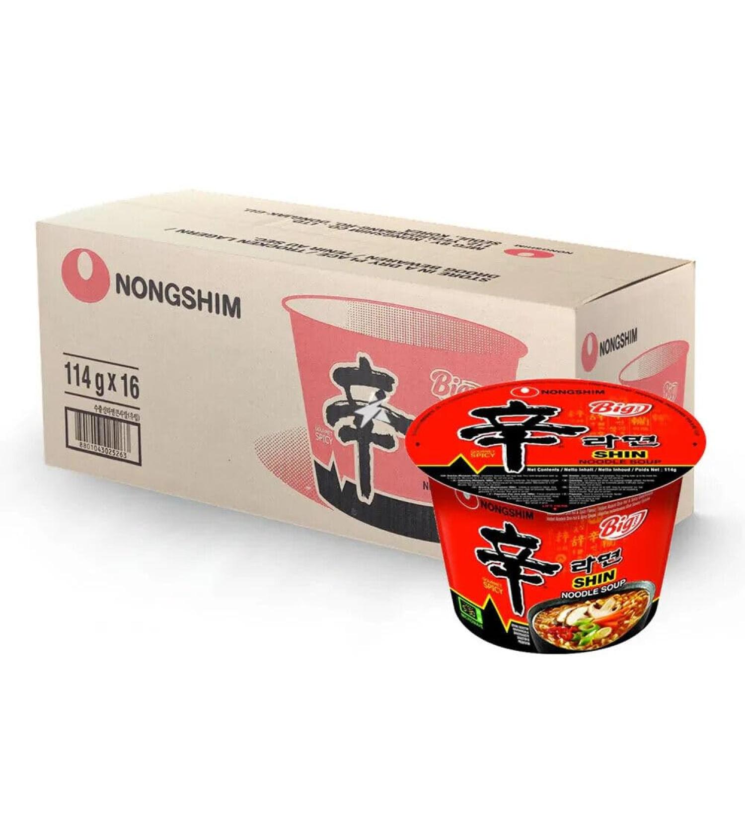 Nongshim Big Bowl SHIN Ramyun Korean Spicy Ramen Instant Noodle Soup 114g (16 Bowls) HALAL VEGAN - Buy Online on GoSupps.com