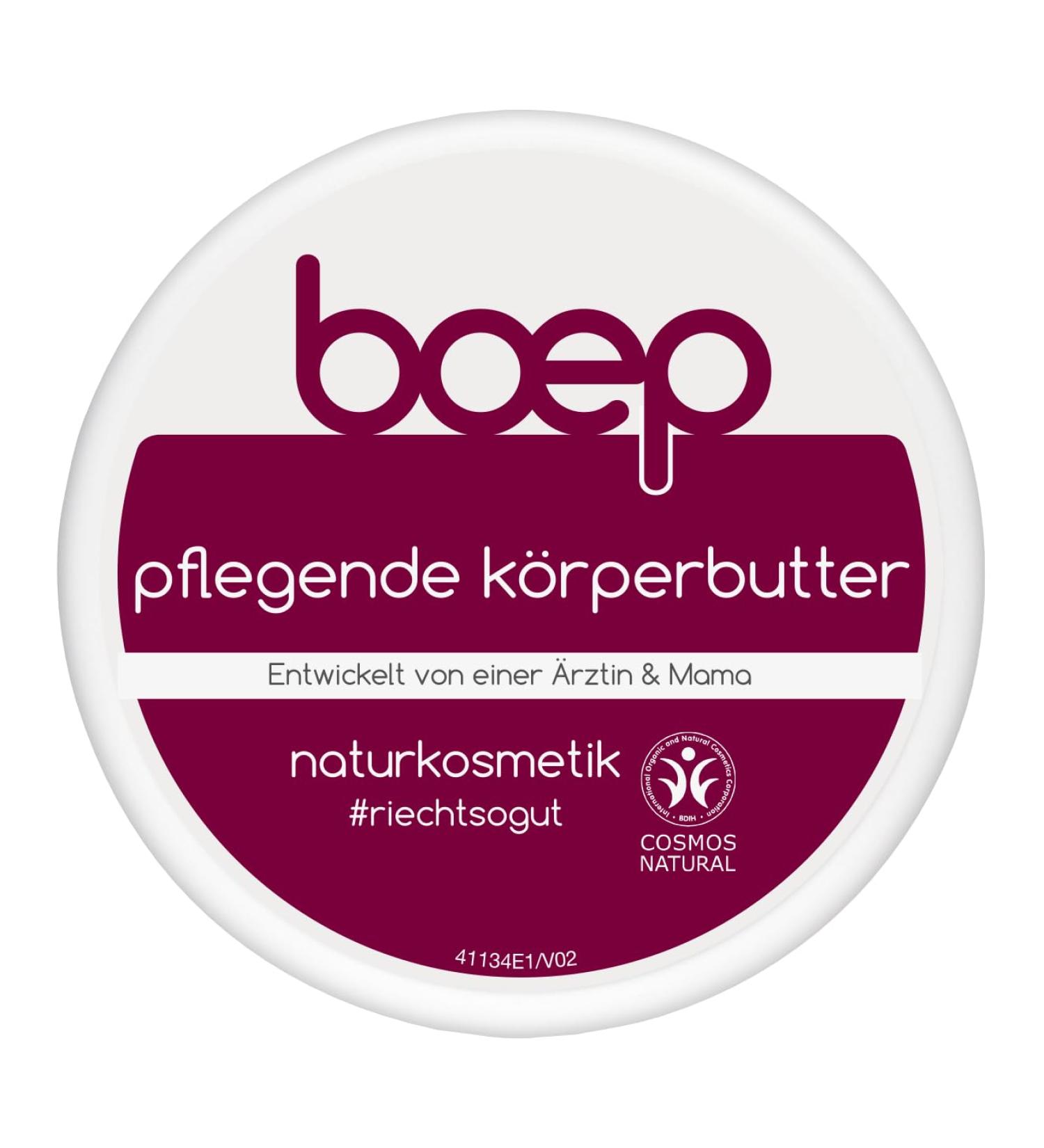 Boep Nourishing Body Butter | Organic Shea Butter for Soft Hydrated Skin | Natural Cosmetics for Stressed Dry Skin During Pregnancy (125ml) - Buy Online on GoSupps.com