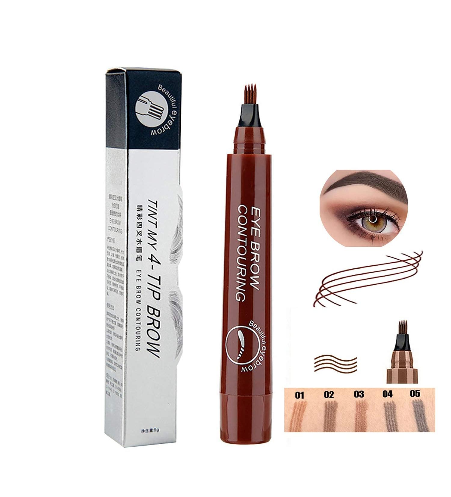 Microblading Eyebrow Pencil - Waterproof Fork Tip Liquid Pen for Long-Lasting & Easy Makeup Removal (2Dark Brown) - Buy Online on GoSupps.com