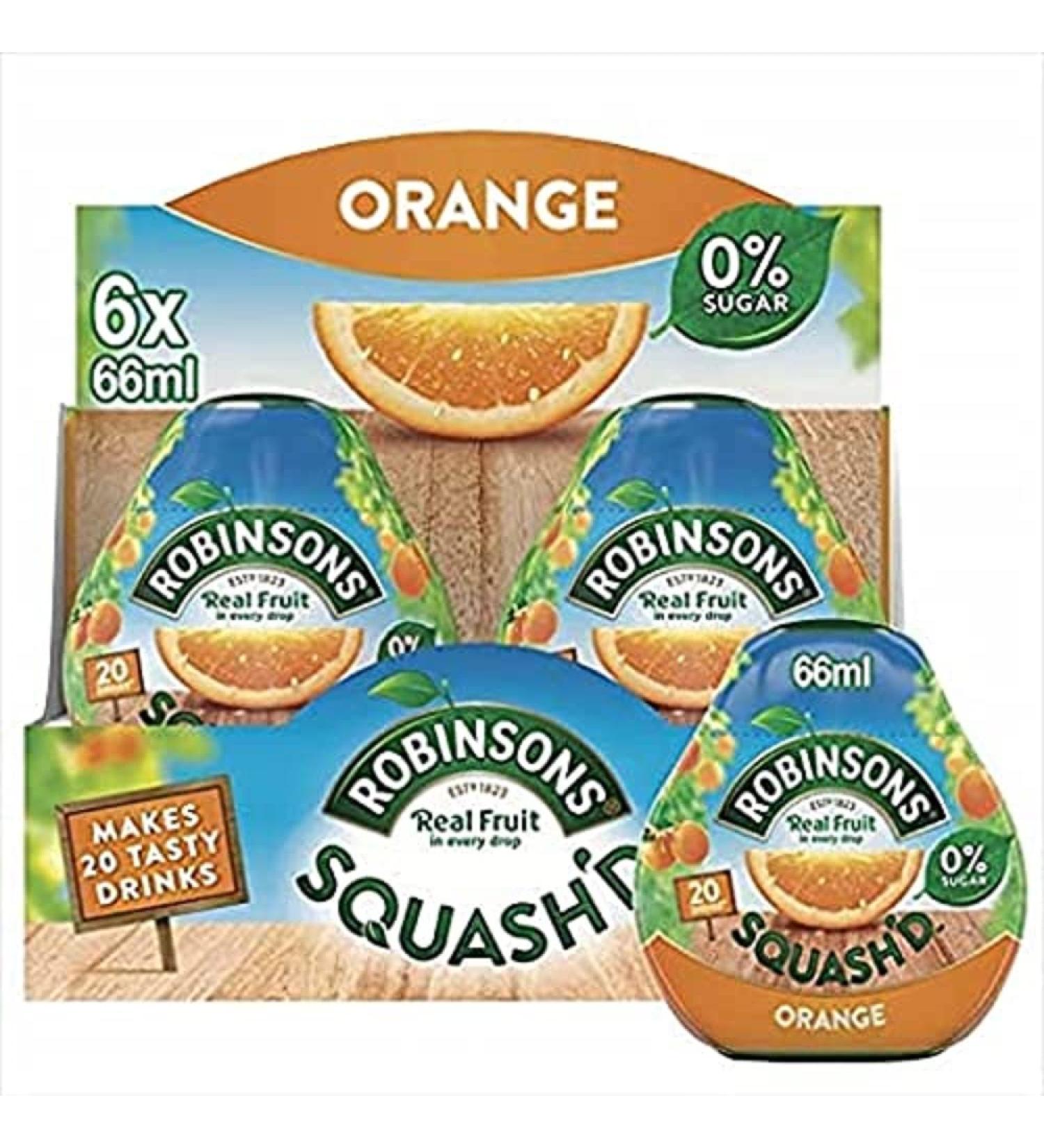 Robinsons SQUASH'D Orange - 0% Sugar Real Fruit Pumpkin Low Calorie Drink Concentrate 20 Servings 6 Pack | International Shipping Available - Buy Online on GoSupps.com