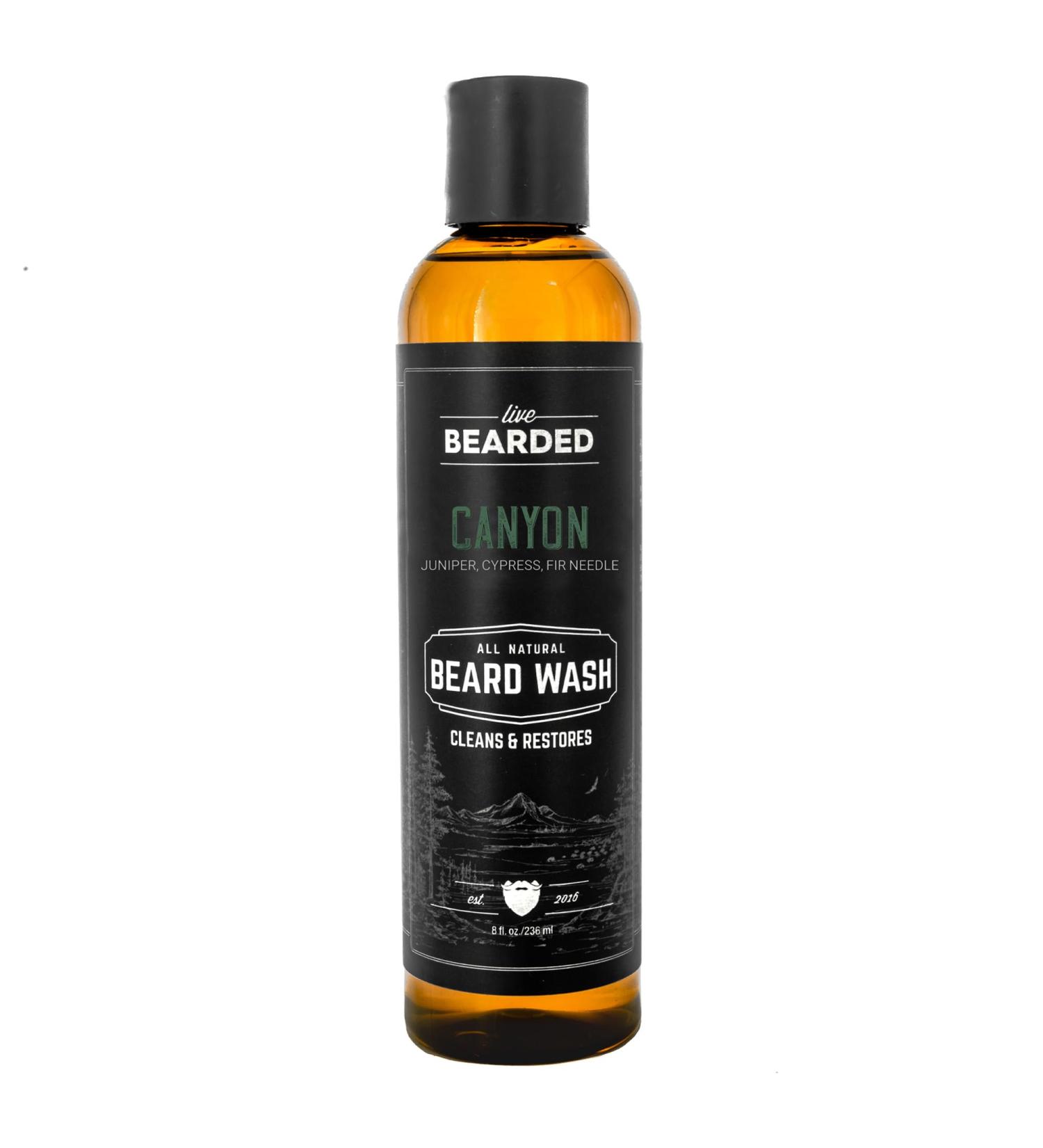 Live Bearded Beard Wash - Canyon | Natural Beard & Face Cleanser | 8 fl. oz. Water-Based Formula | Made in USA - Buy Online on GoSupps.com