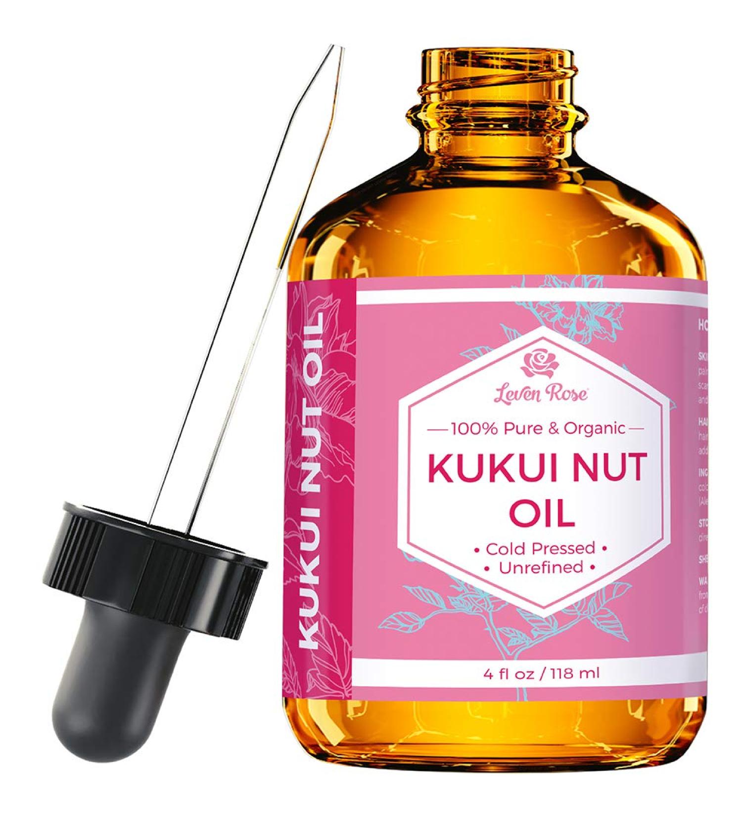 Leven Rose Kukui Nut Oil 4 oz - 100% Natural Organic Cold Pressed Unrefined - Pack of 1 - Buy Online on GoSupps.com
