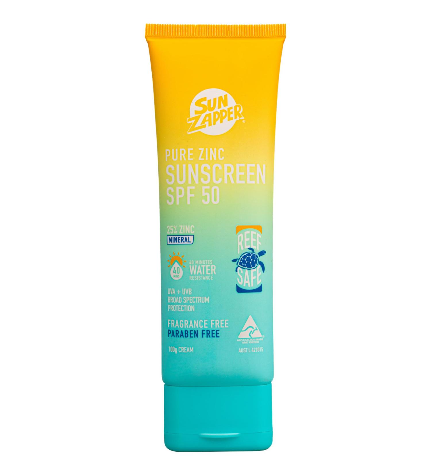 Sun Zapper Pure Zinc Sunscreen SPF 50 - Reef Safe Mineral Zinc Protection 100g for All Skin Types - Buy Online on GoSupps.com