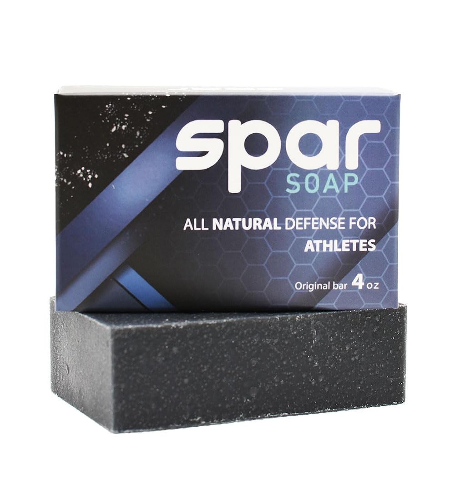 Spar Soap Original Bar 4oz - Activated Charcoal Tea Tree Body Soap for BJJ MMA Wrestlers | Antifungal USA Made Body Odor Control with Lemongrass & Peppermint - Buy Online on GoSupps.com
