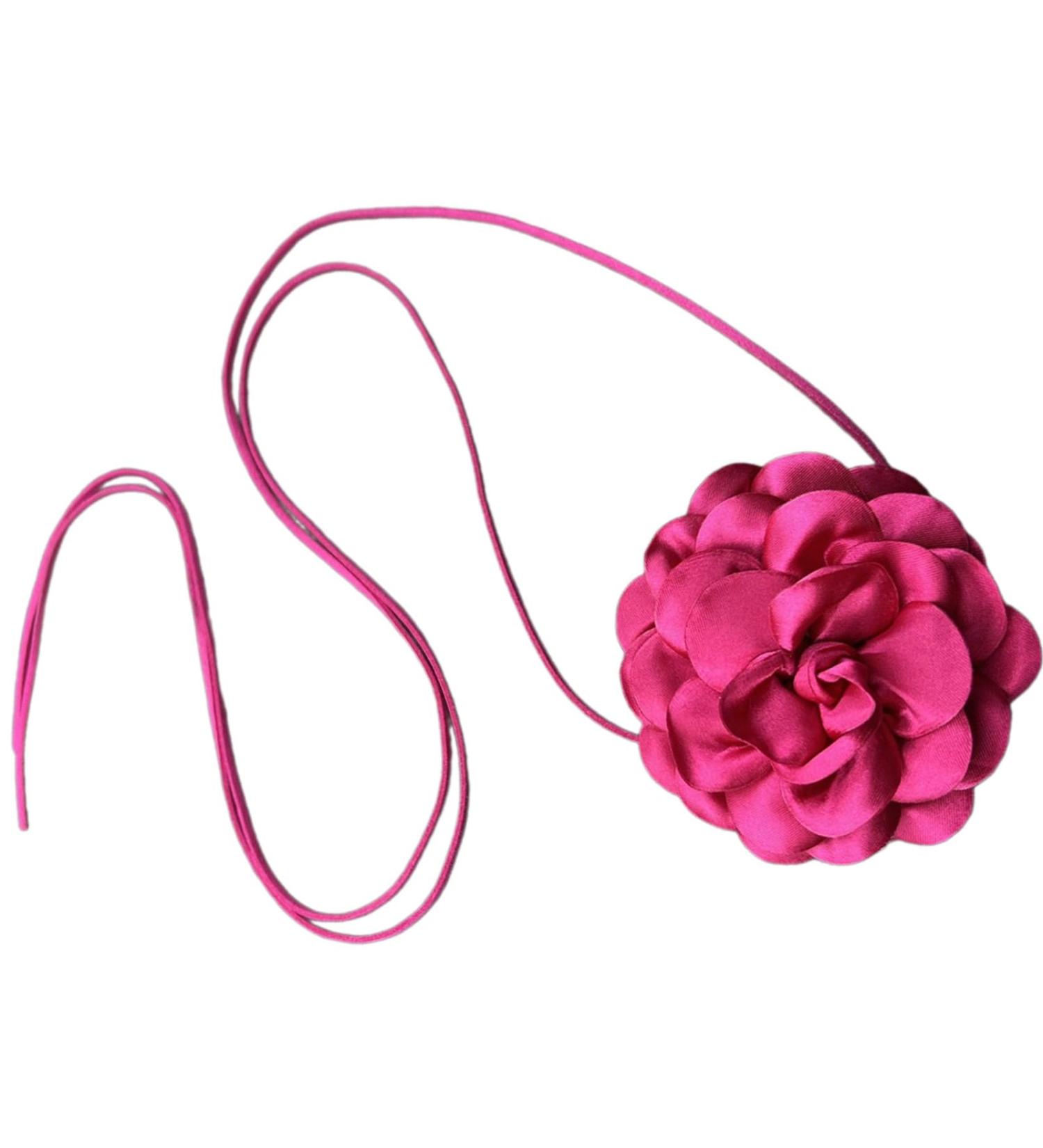 Shop Southjieling Fashionable Rose Necklace | Trendy Gothic Jewelry for Girls & Women - Pink Fabric Tie - Buy Online on GoSupps.com