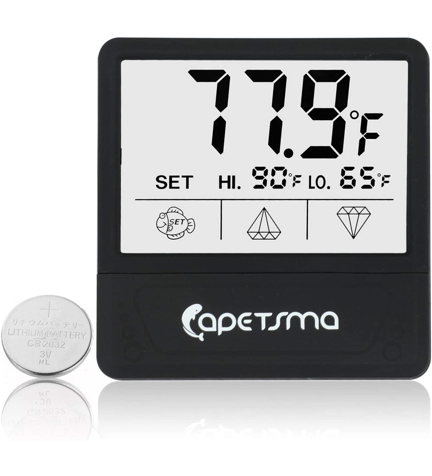 Capetsma Digital Aquarium Thermometer - Large LCD Accurate Water Temperature Measurement for All Aquarium Sizes Flash Alarm - Safe & Simple Use - Buy Online on GoSupps.com