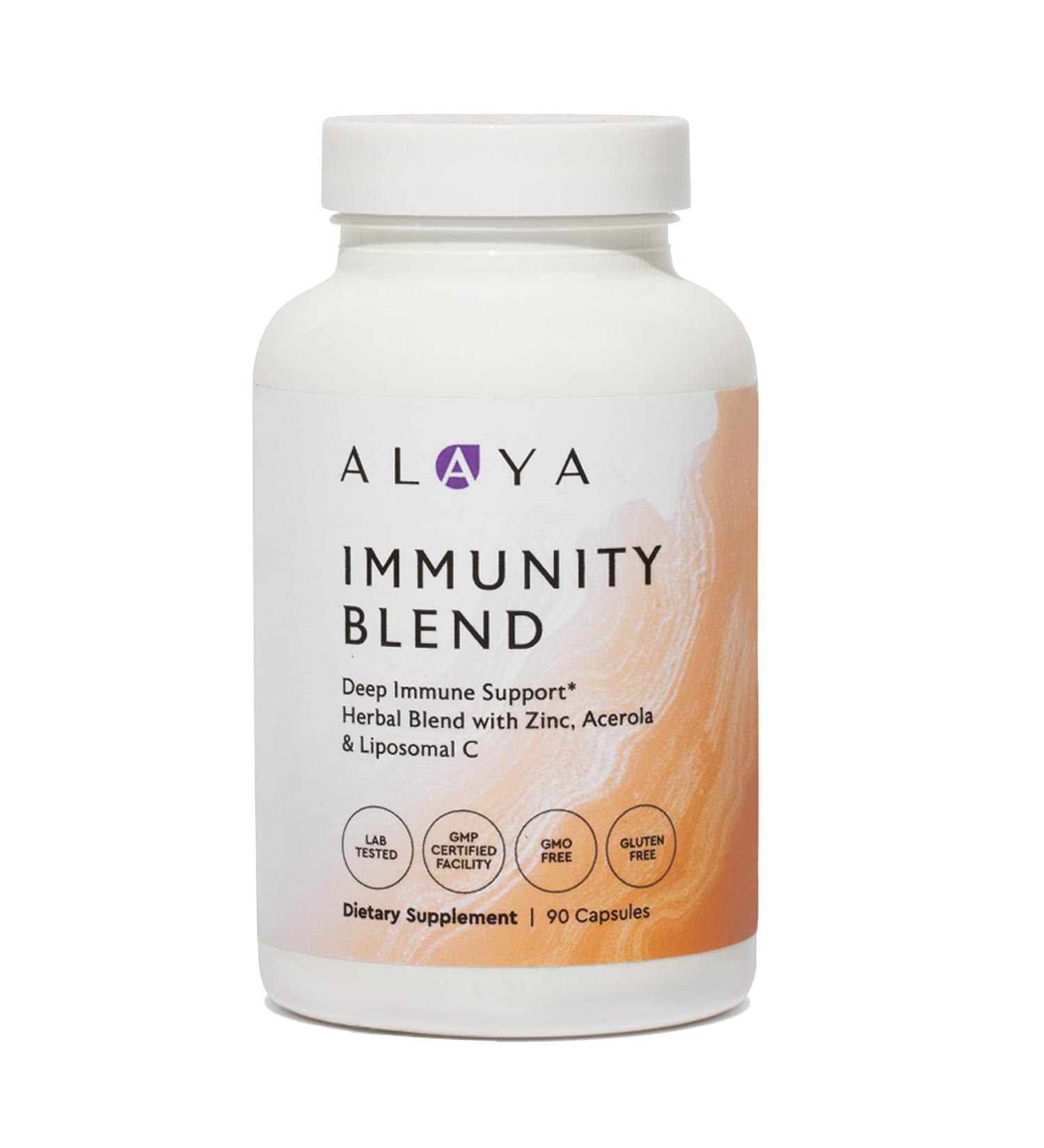 Alaya Naturals Immunity Blend - Advanced Immune Support with Vitamin C, Zinc, Elderberry, Garlic, Ginger, Morgina, Oregano and Astragalus: Support Immunity and Overall Health - 90 Capsules - Buy Online on GoSupps.com