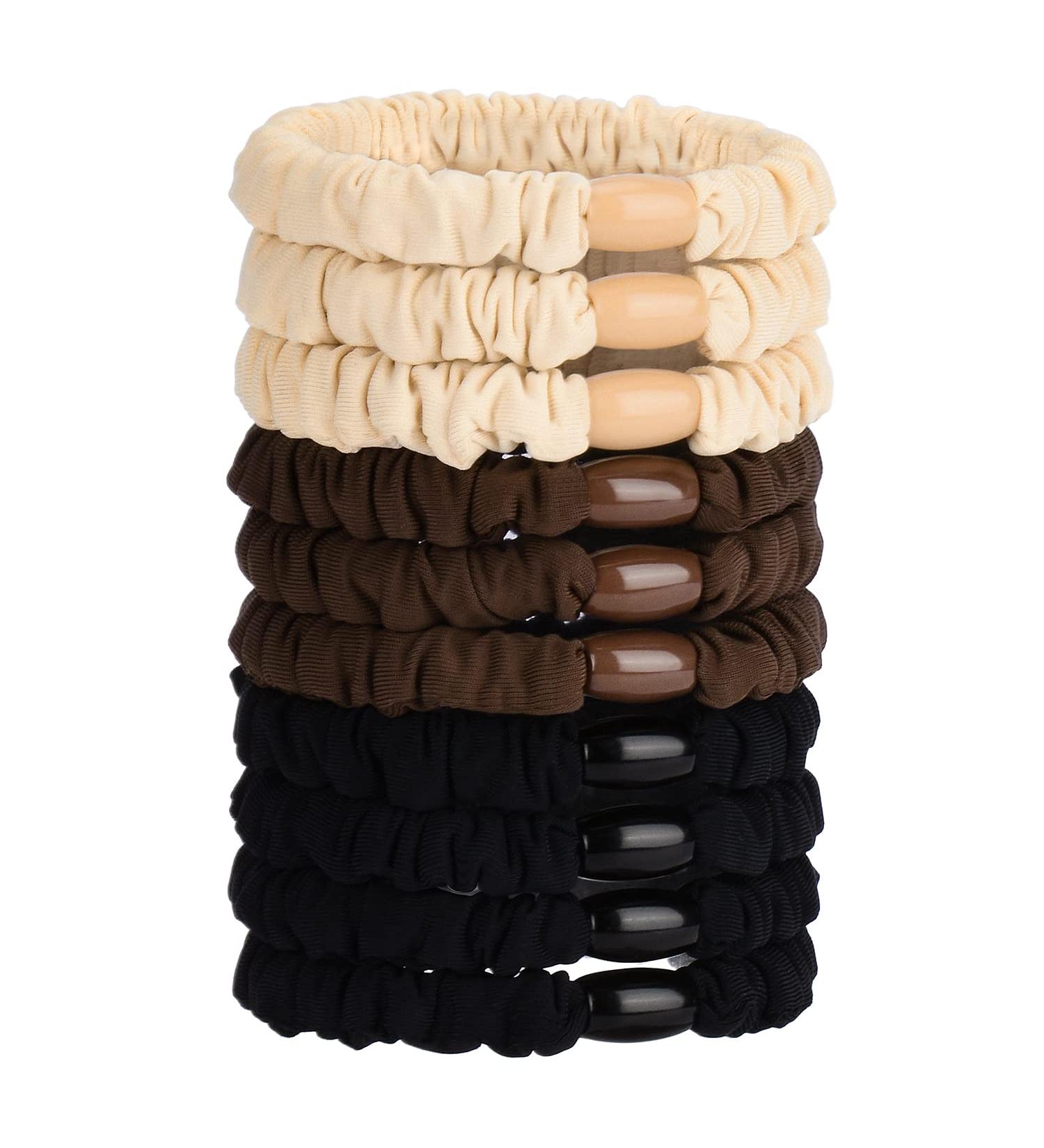 JessLab 10 Pcs Silk Satin Scrunchy Hair Ties - Gentle Elastic Ponytail Holders for Women - Assorted Colors - Buy Online on GoSupps.com