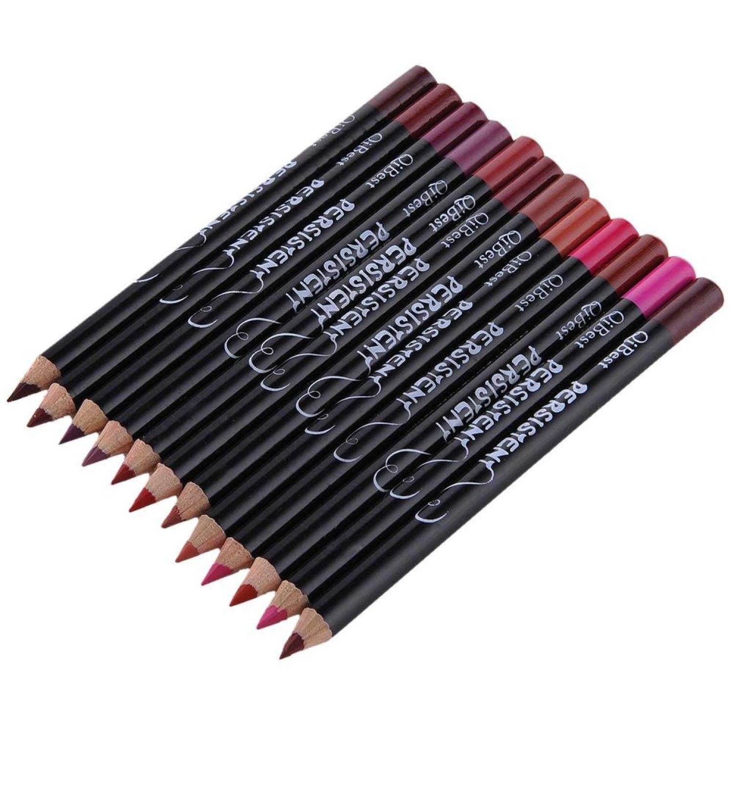 QiBest Lipstick & Lipliner Set - 12 Waterproof Matte Colors Long-Lasting Contour Pencils for Perfect Lips - Buy Online on GoSupps.com